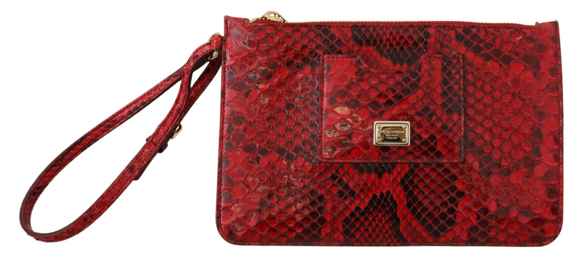 Dolce & Gabbana Elegant Red Leather Ayers Snake Clutch - Arichezz.store