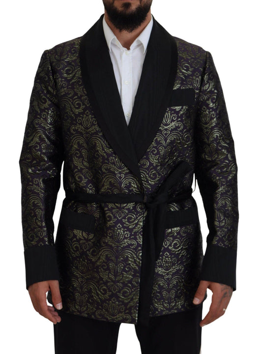 Dolce & Gabbana Gold Jacquard Robe Jacket - Arichezz.store