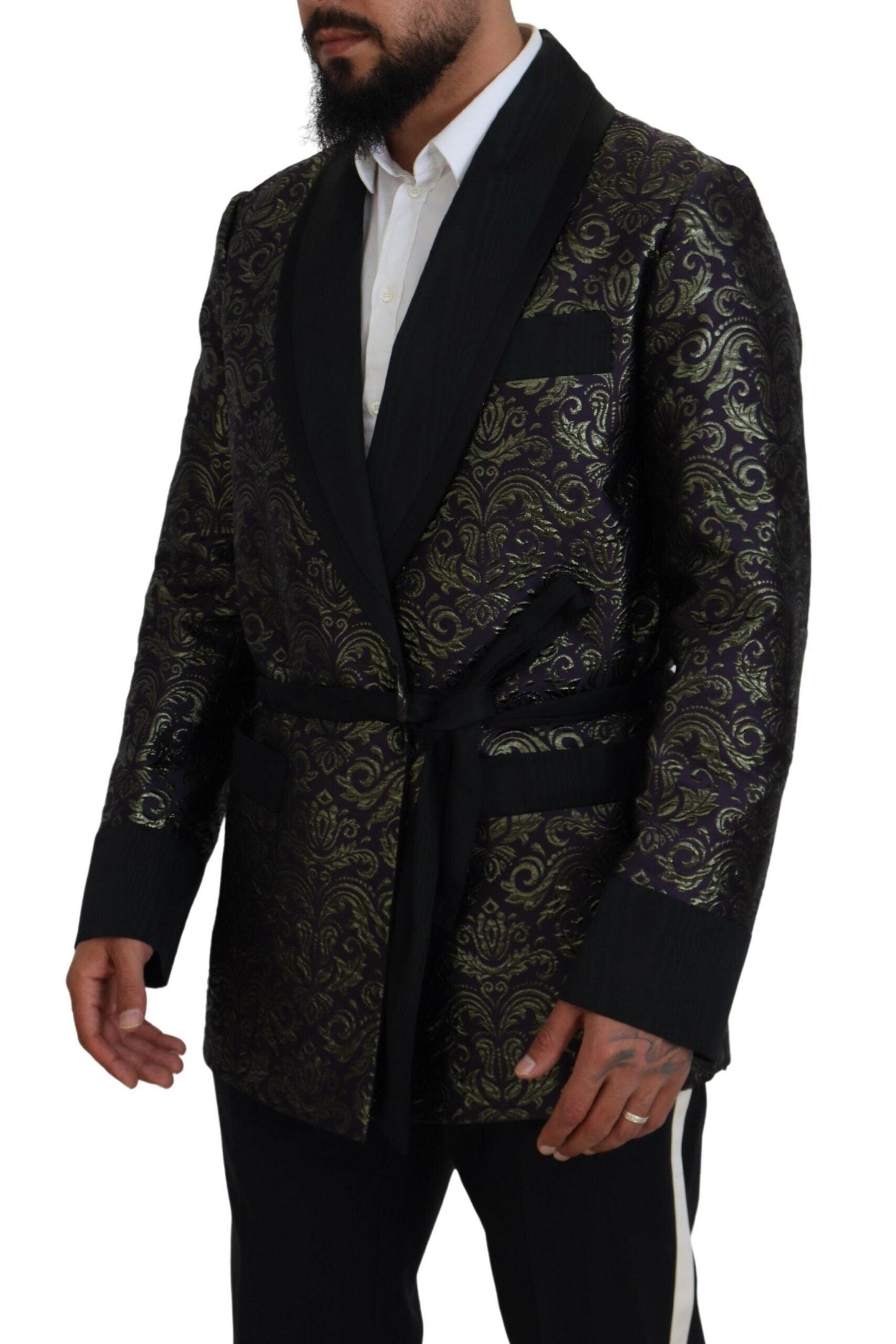 Dolce & Gabbana Gold Jacquard Robe Jacket - Arichezz.store