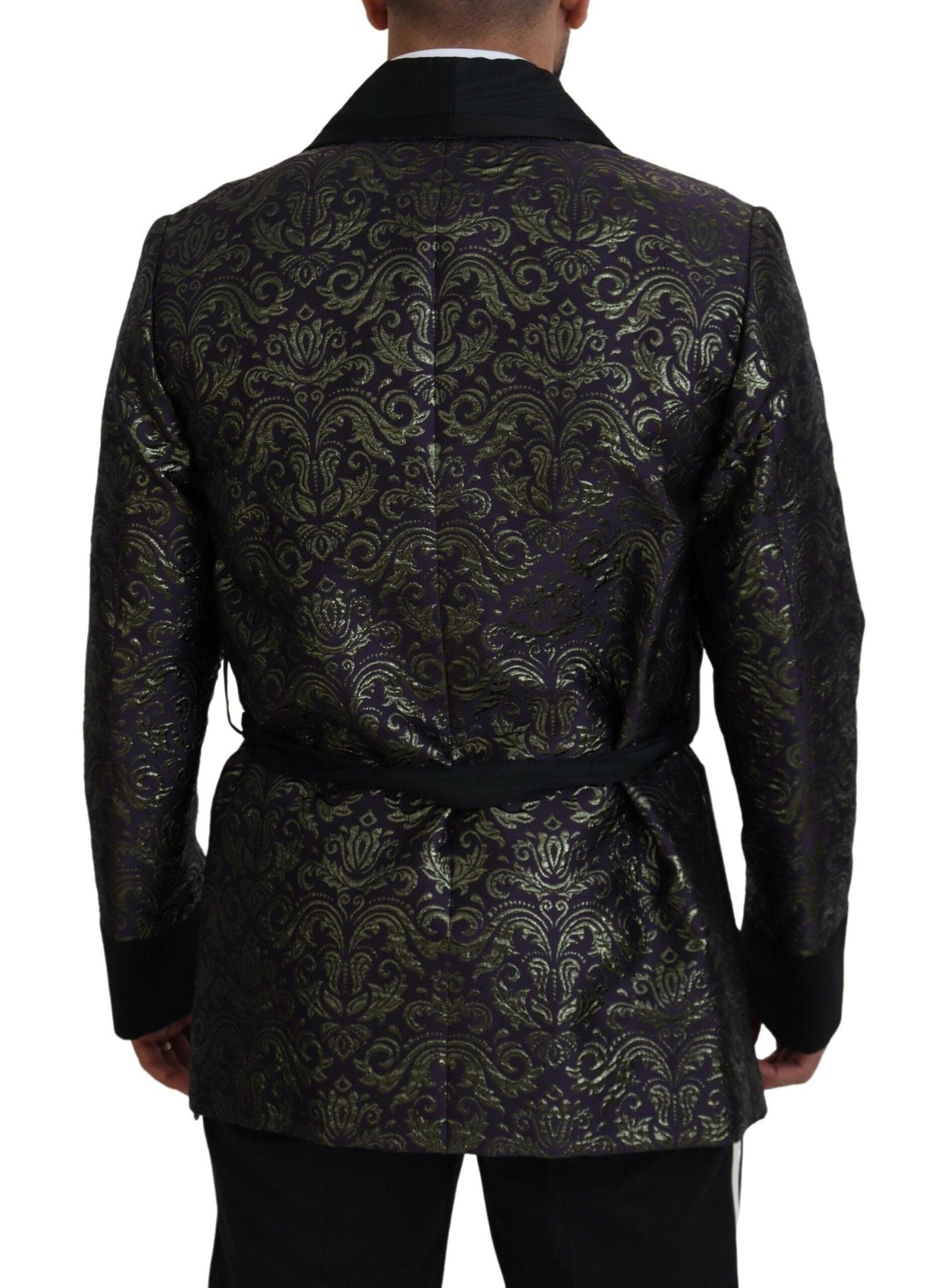 Dolce & Gabbana Gold Jacquard Robe Jacket - Arichezz.store