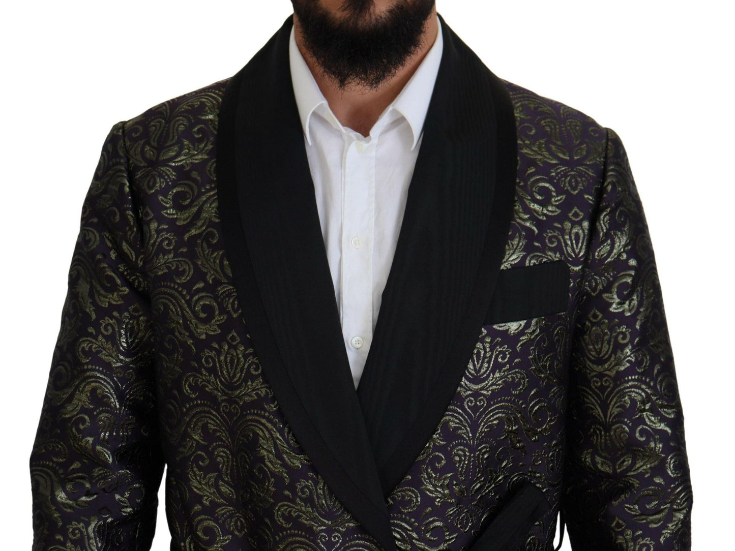 Dolce & Gabbana Gold Jacquard Robe Jacket - Arichezz.store