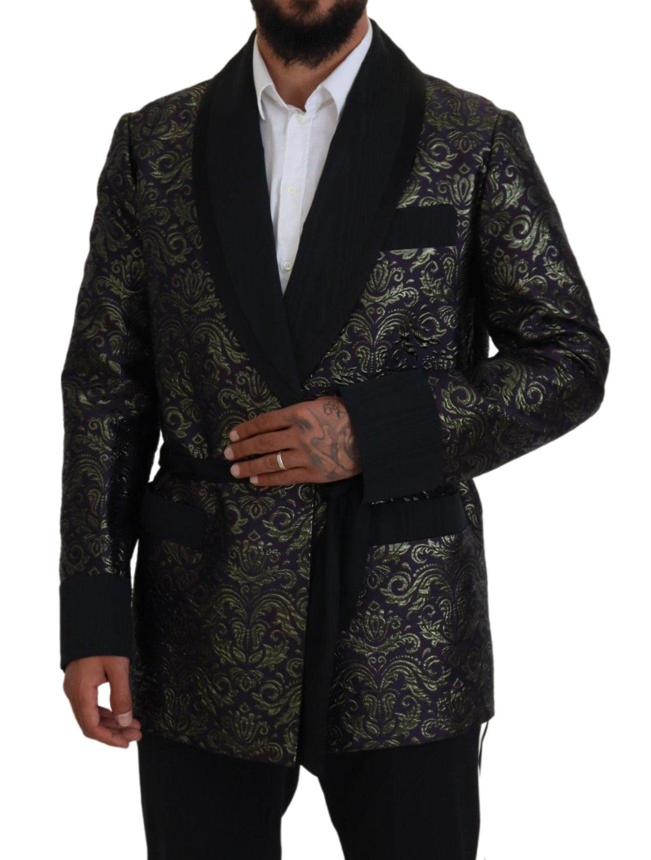 Dolce & Gabbana Gold Jacquard Robe Jacket - Arichezz.store