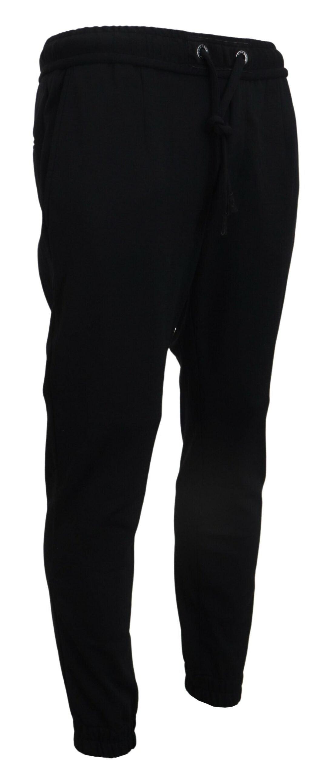 Dolce & Gabbana Sleek Black Wool-Blend Sweatpants - Arichezz.store