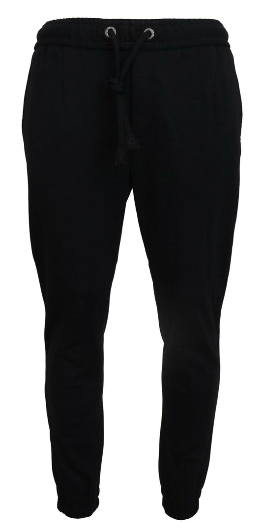 Dolce & Gabbana Sleek Black Wool-Blend Sweatpants - Arichezz.store