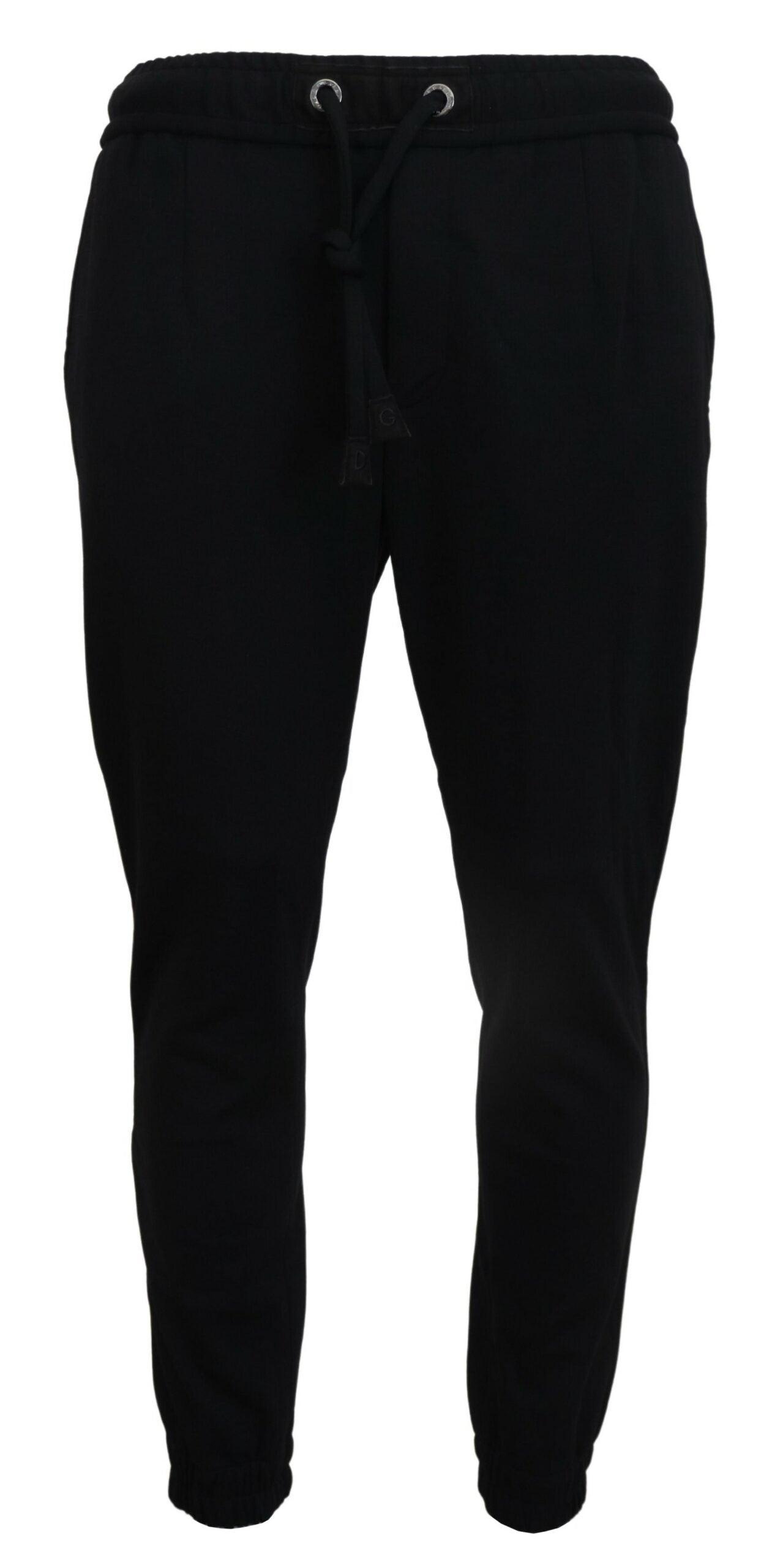 Dolce & Gabbana Sleek Black Wool-Blend Sweatpants - Arichezz.store