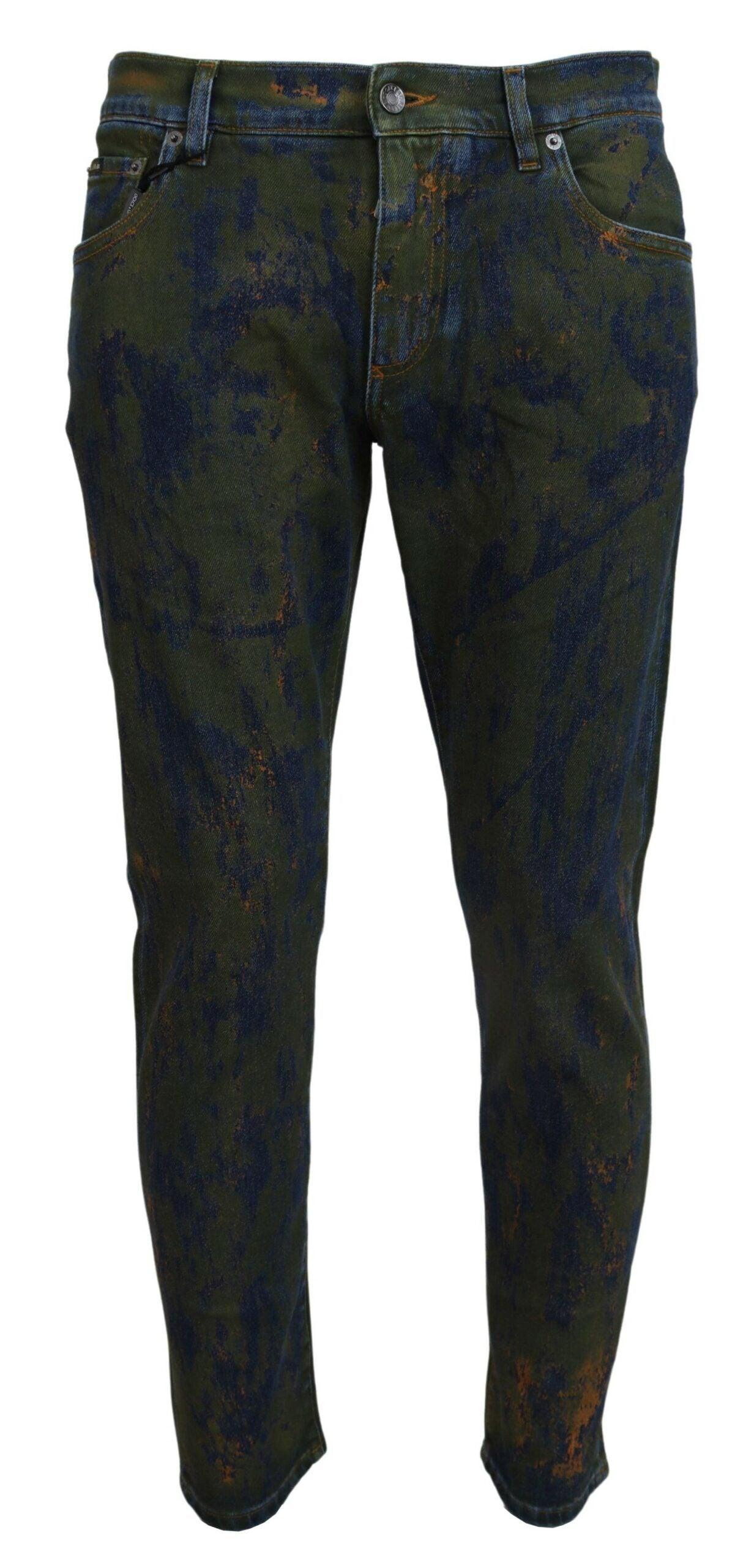 Dolce & Gabbana Chic Slim-Fit Denim Jeans in Green Wash - Arichezz.store