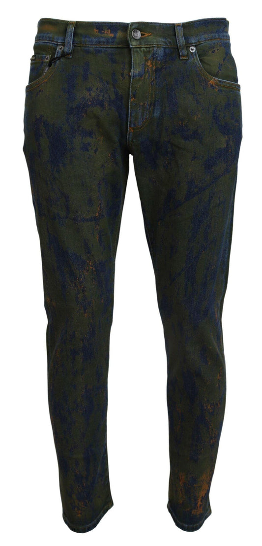 Dolce & Gabbana Chic Slim-Fit Denim Jeans in Green Wash - Arichezz.store