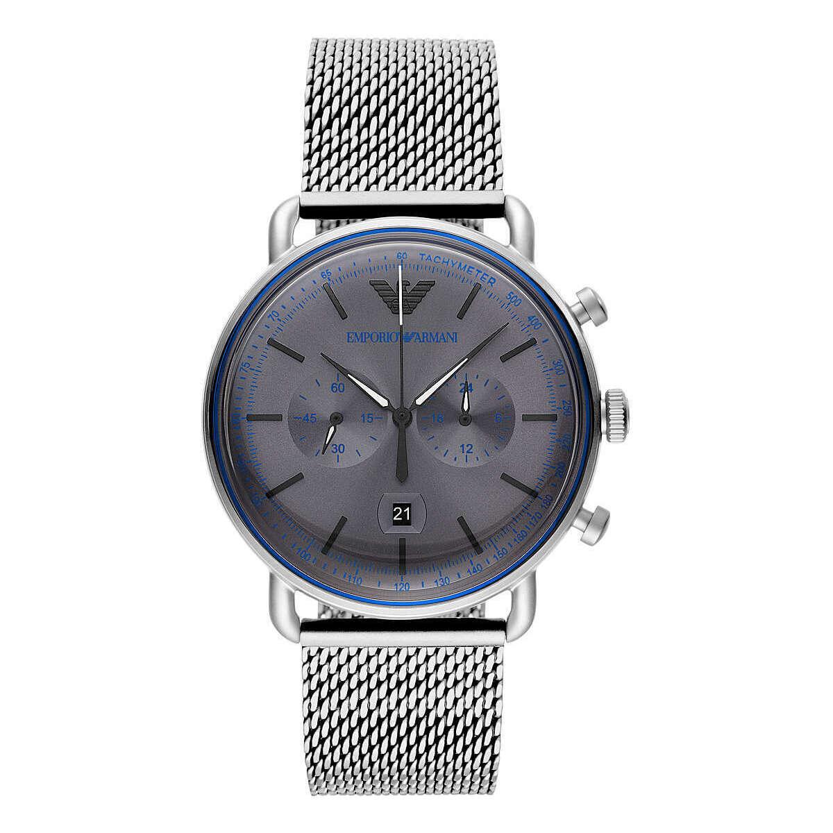 Emporio Armani Sophisticated Silver Steel Chronograph Watch - Arichezz.store