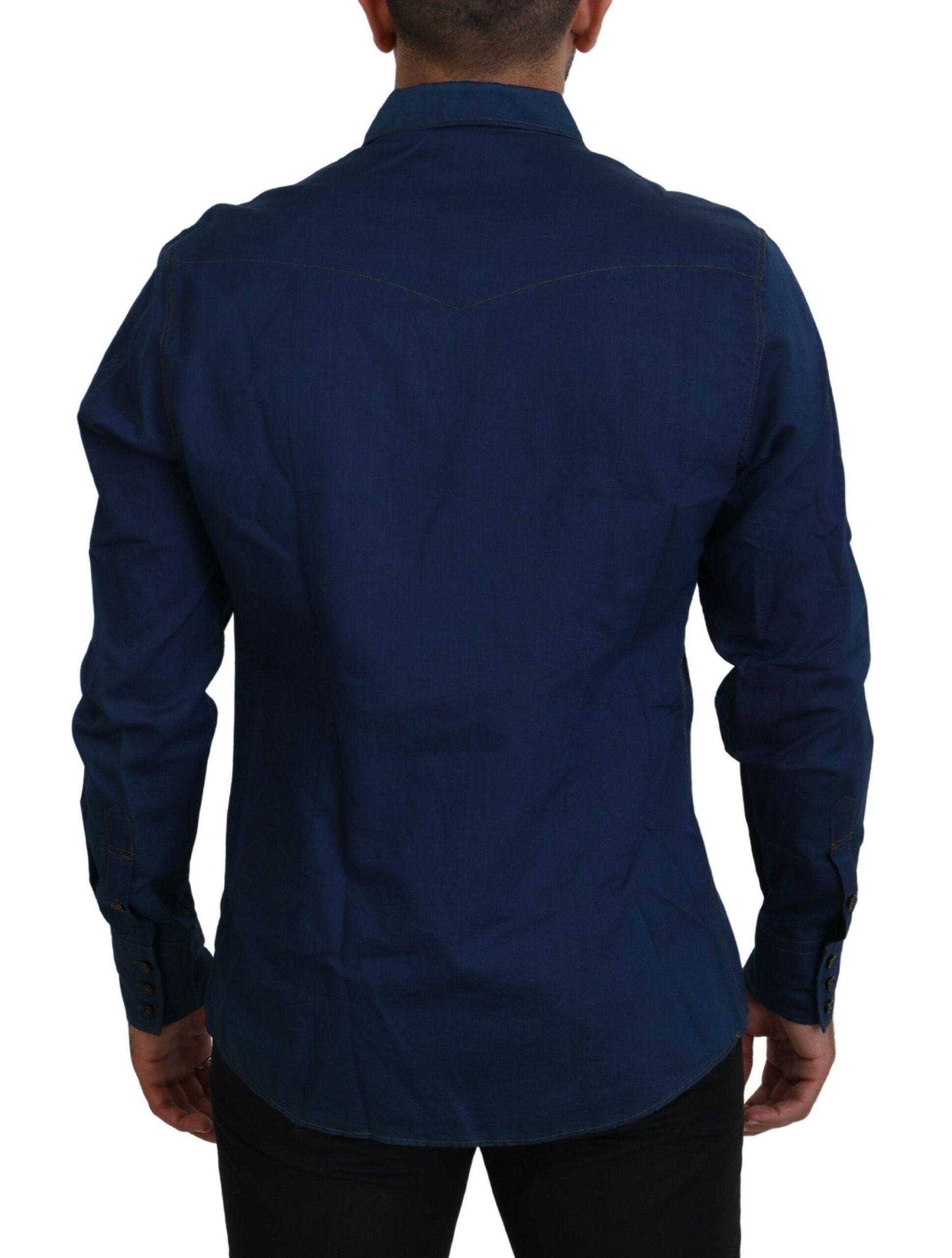 Dolce & Gabbana Elegant Blue Denim Casual Shirt - Arichezz.store