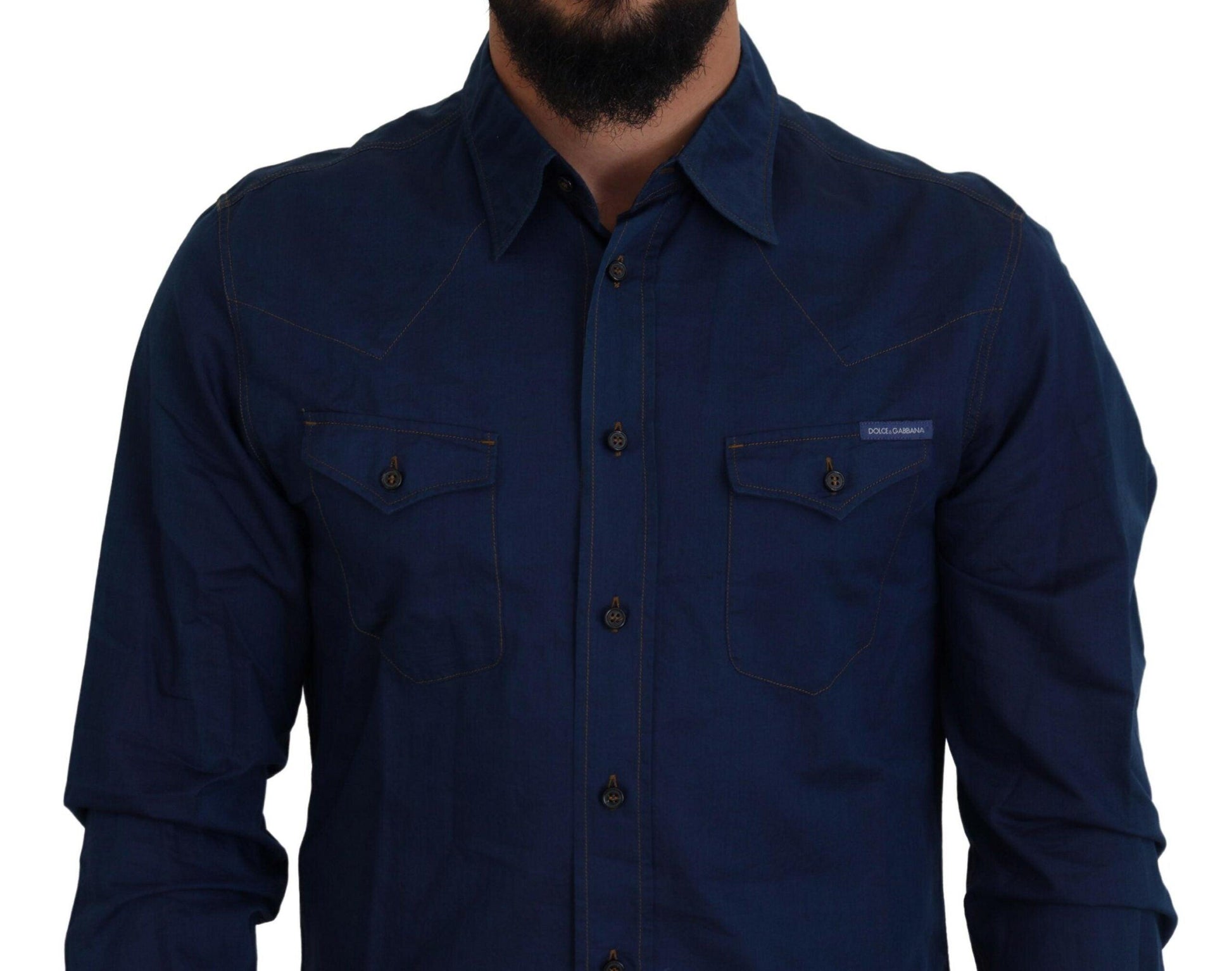 Dolce & Gabbana Elegant Blue Denim Casual Shirt - Arichezz.store