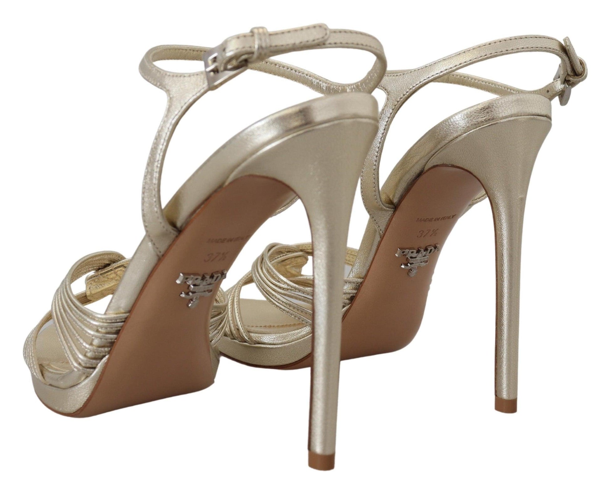 Prada Elegant Gold Stiletto Heel Sandals - Arichezz.store