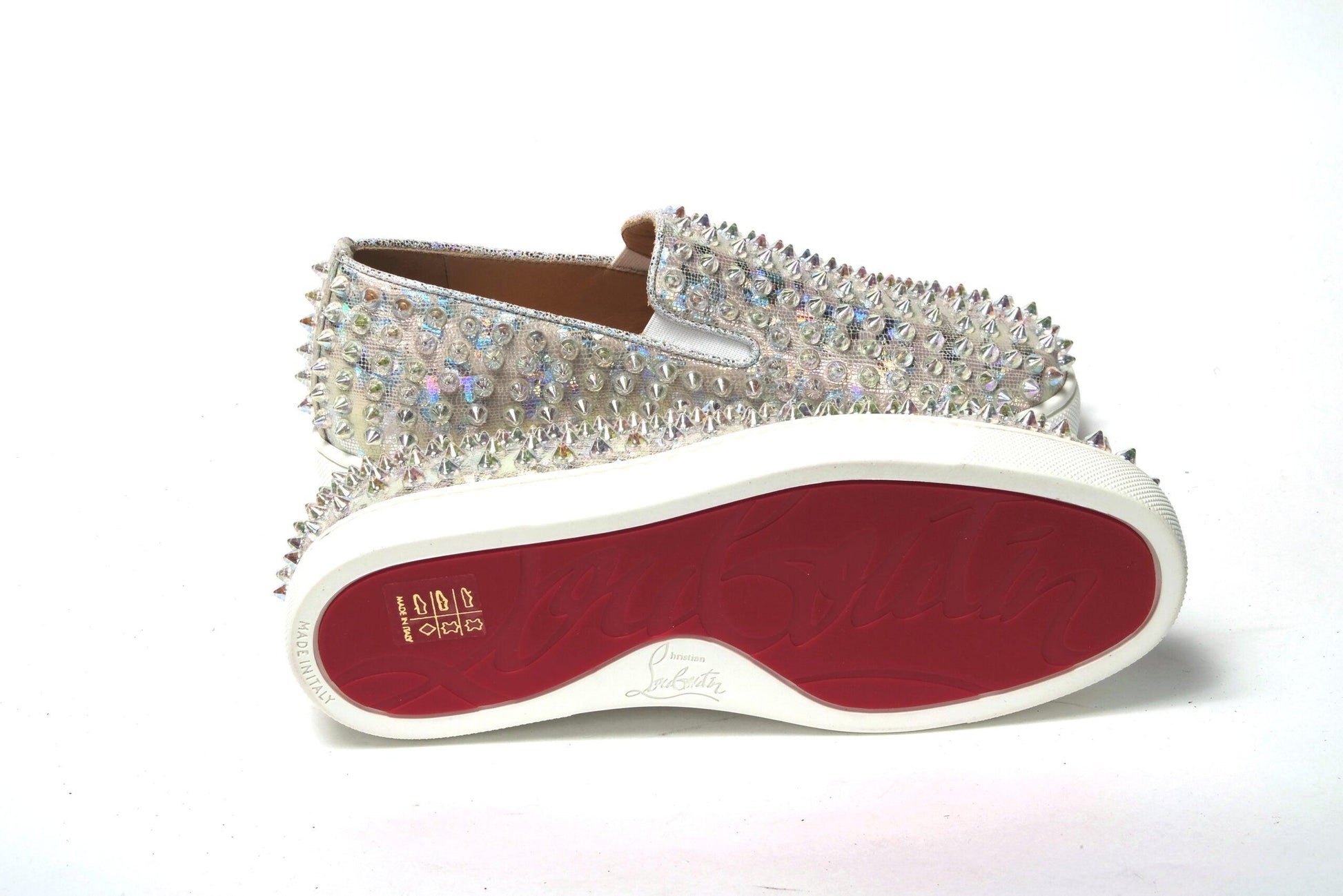 Christian Louboutin White Ab/Clear Ab Roller Boat Woman Flat Sneaker - Arichezz.store