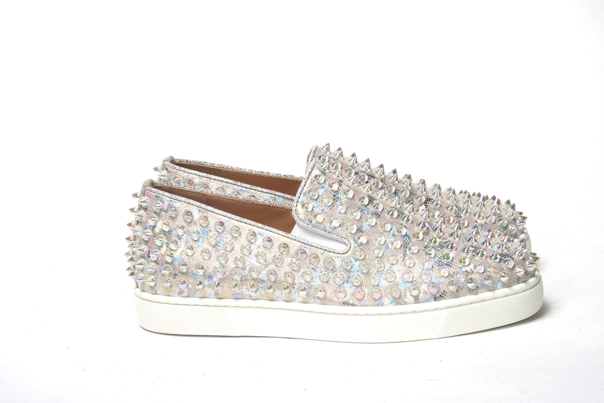 Christian Louboutin White Ab/Clear Ab Roller Boat Woman Flat Sneaker - Arichezz.store