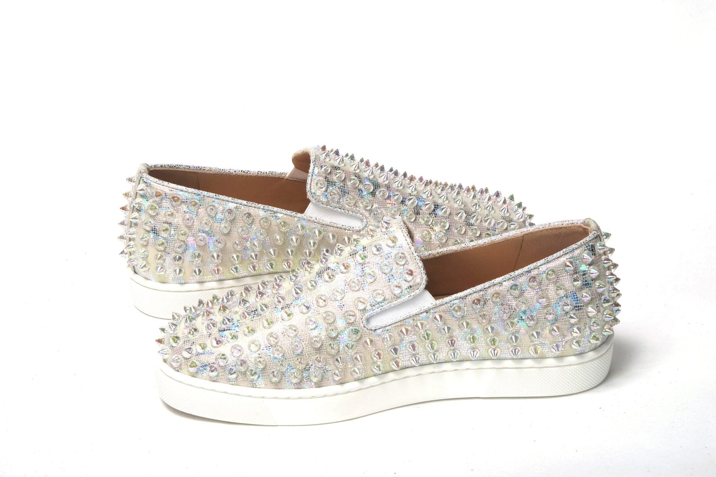 Christian Louboutin White Ab/Clear Ab Roller Boat Woman Flat Sneaker - Arichezz.store