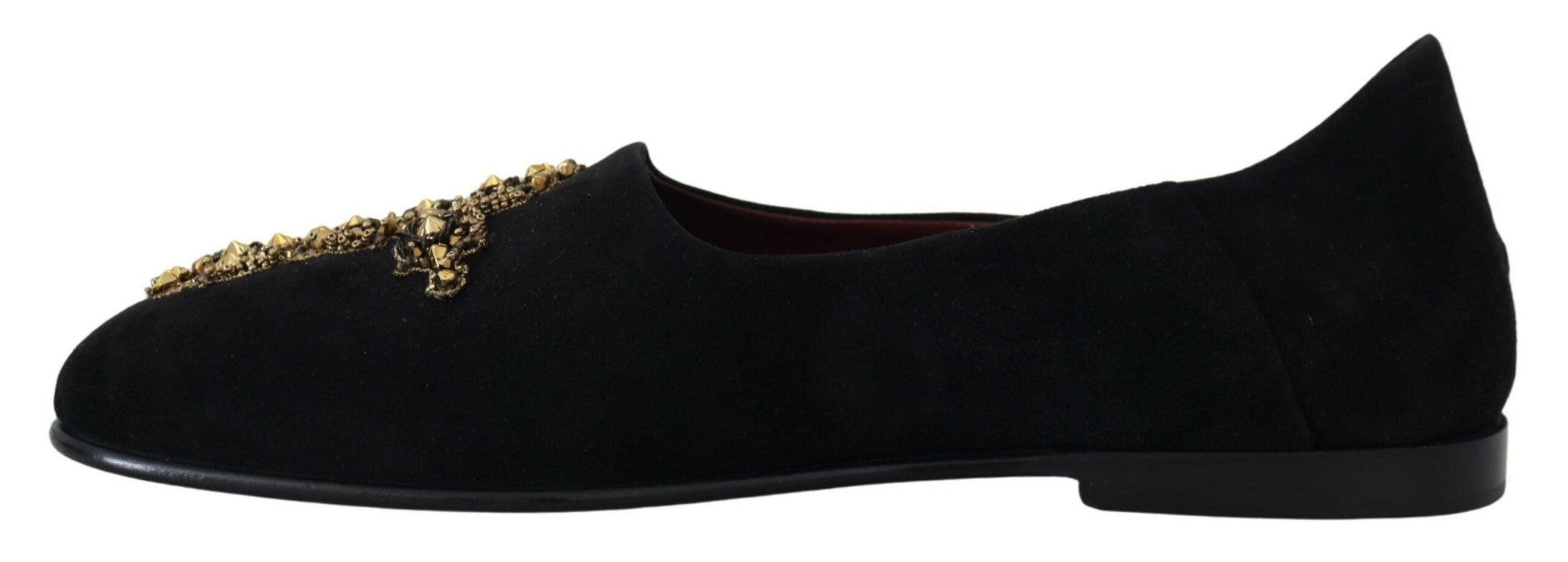 Dolce & Gabbana Black Gold Crystal Sequined Loafers - Arichezz.store