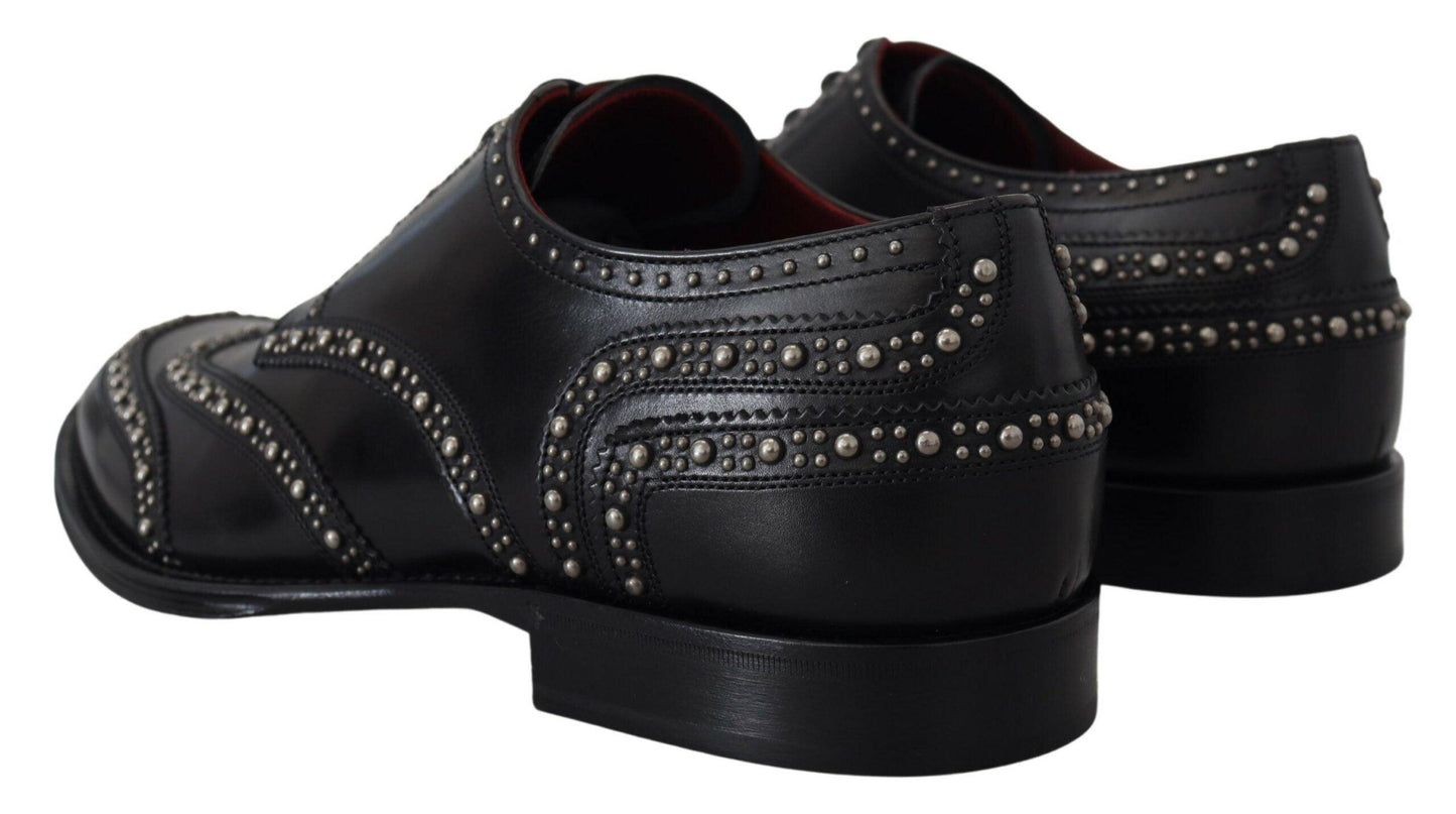 Dolce & Gabbana Elegant Studded Black Derby Shoes - Arichezz.store