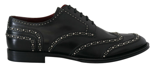 Dolce & Gabbana Elegant Studded Black Derby Shoes - Arichezz.store