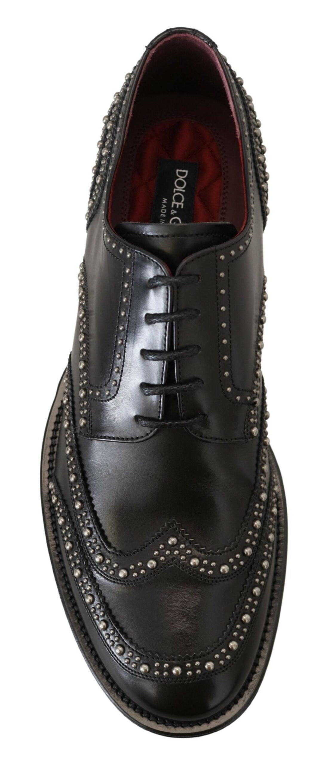 Dolce & Gabbana Elegant Studded Black Derby Shoes - Arichezz.store