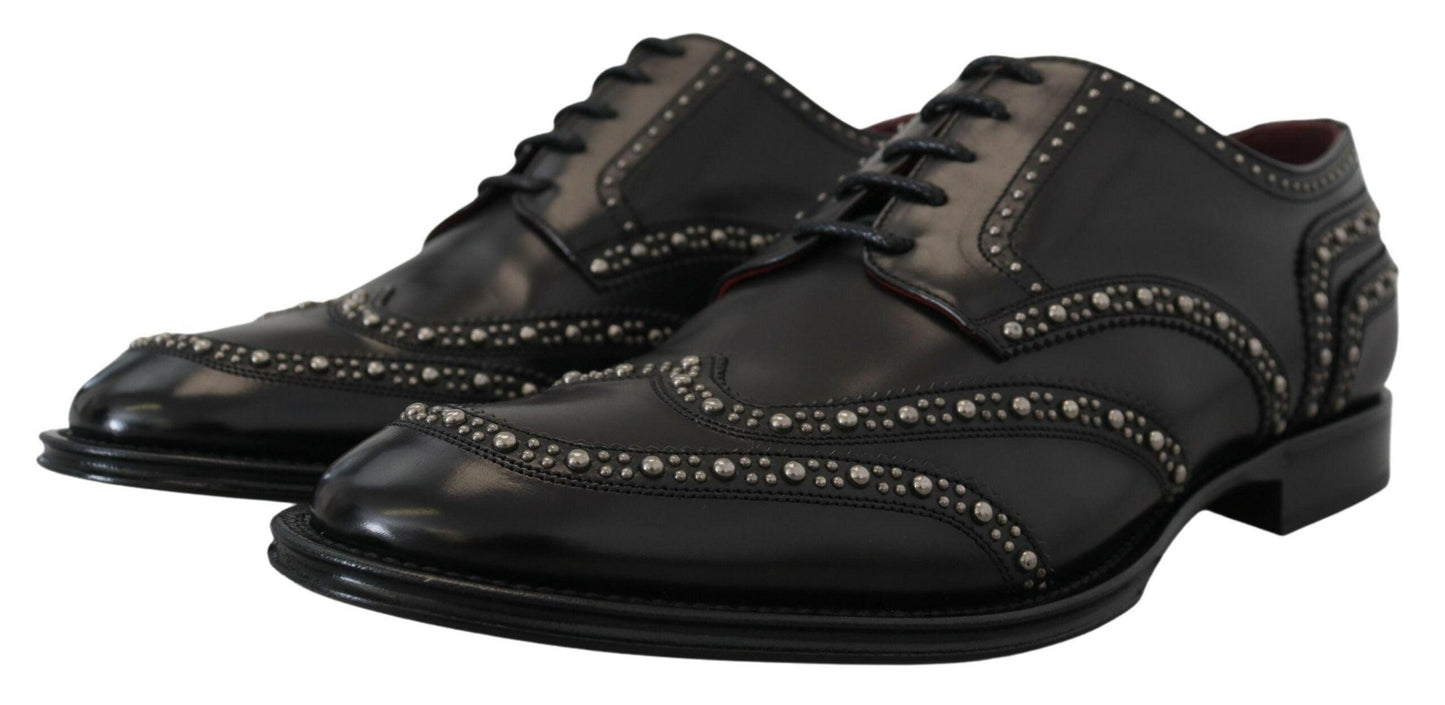 Dolce & Gabbana Elegant Studded Black Derby Shoes - Arichezz.store