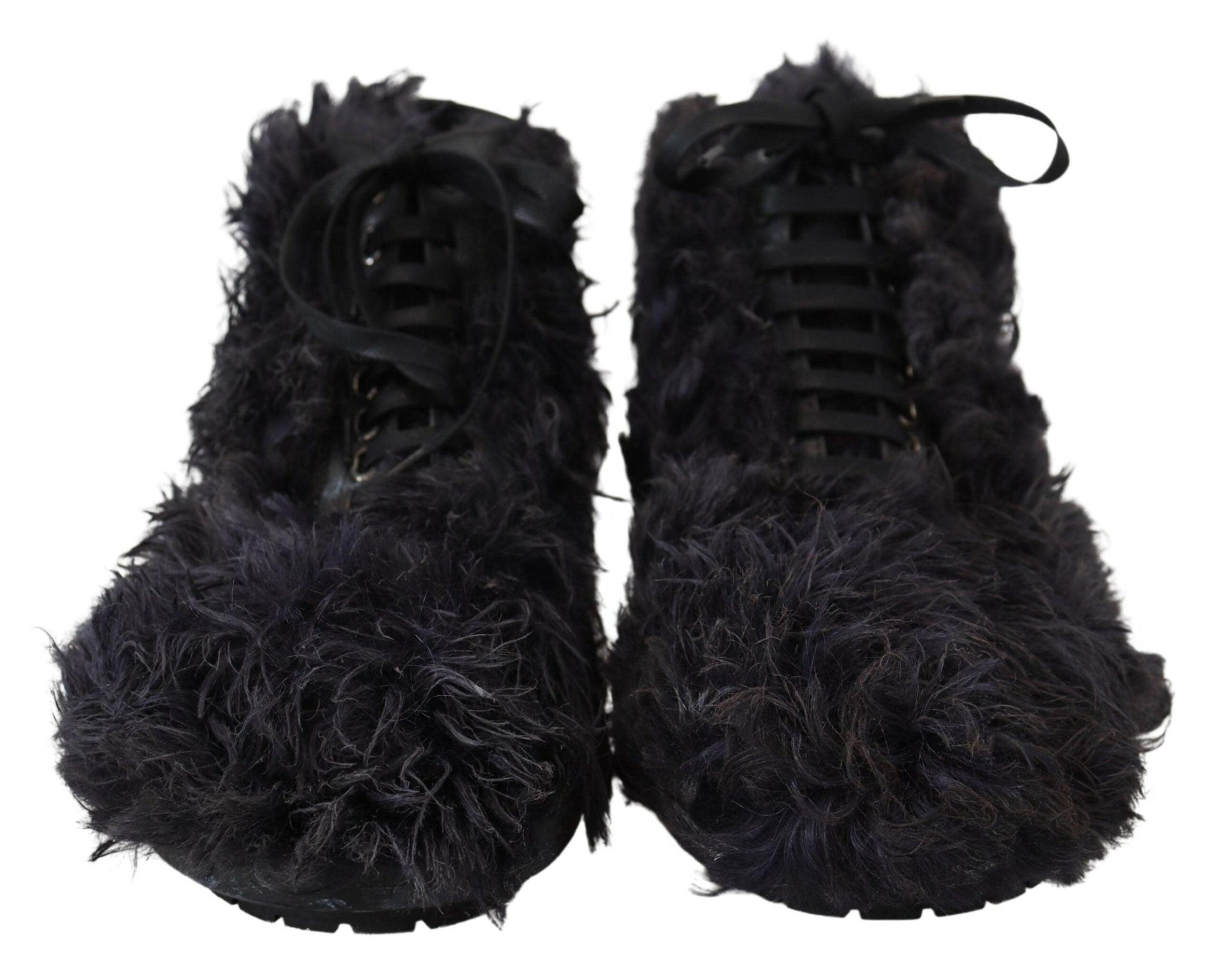 Dolce & Gabbana Black Leather Shearling Ankle Boots - Arichezz.store