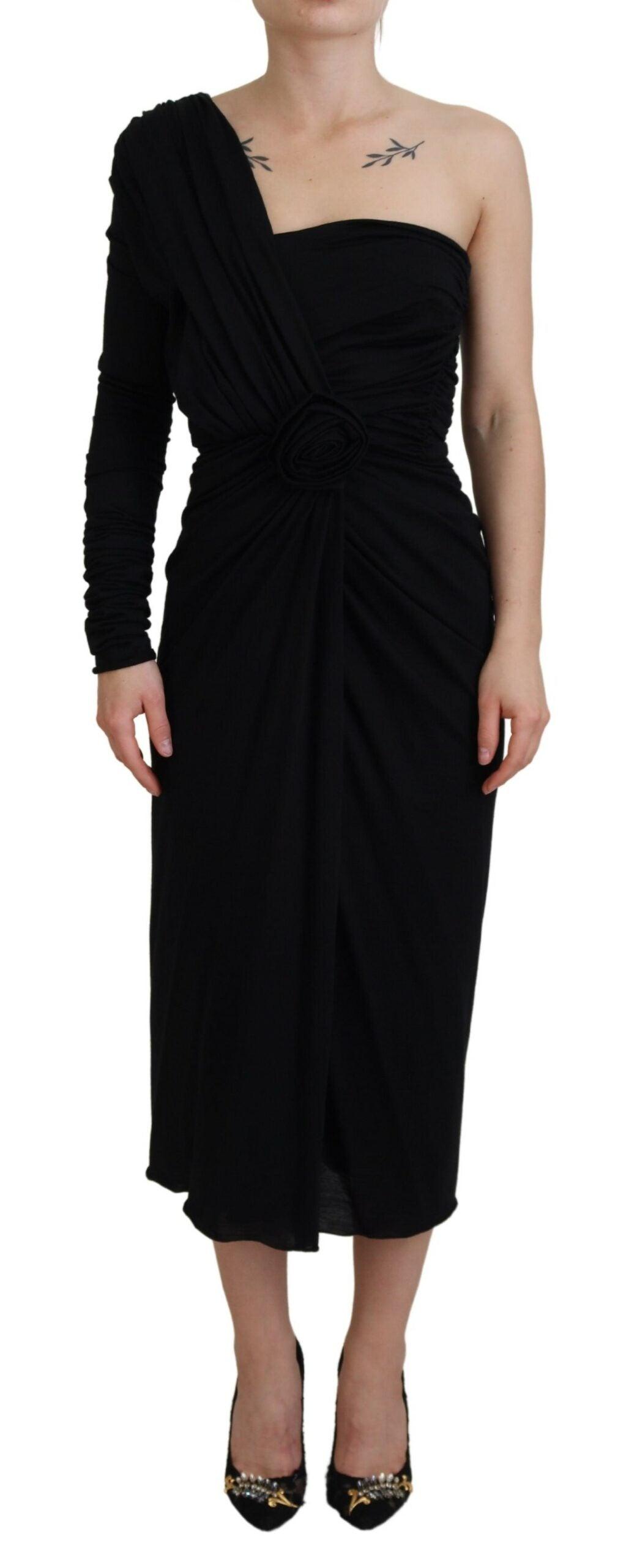 Dolce & Gabbana Elegant One-Shoulder Sheath Midi Dress - Arichezz.store