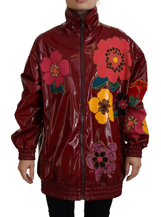 Dolce & Gabbana Maroon Floral Luxe Jacket - Arichezz.store