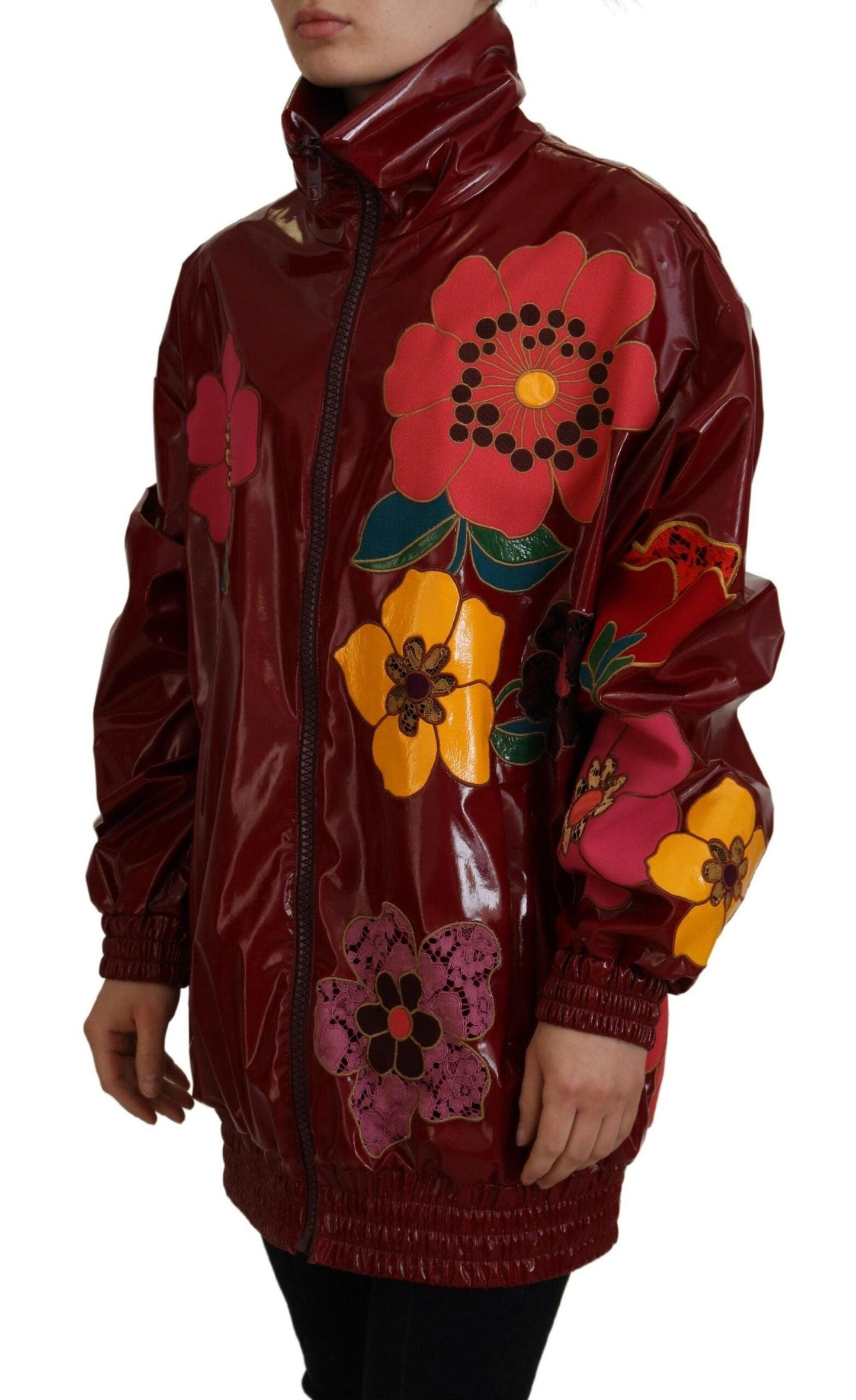 Dolce & Gabbana Maroon Floral Luxe Jacket - Arichezz.store