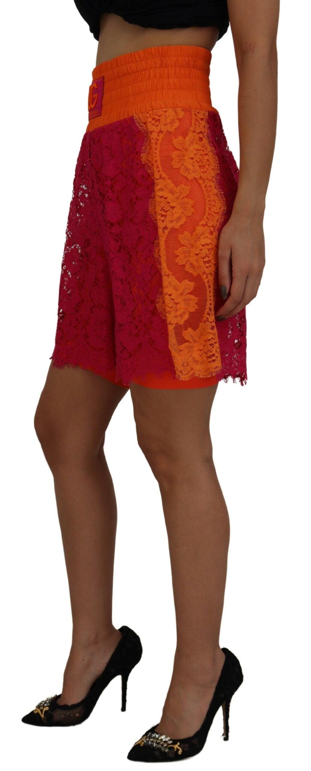 Dolce & Gabbana Elegant Lace High-Waist Shorts in Dual-Tones - Arichezz.store