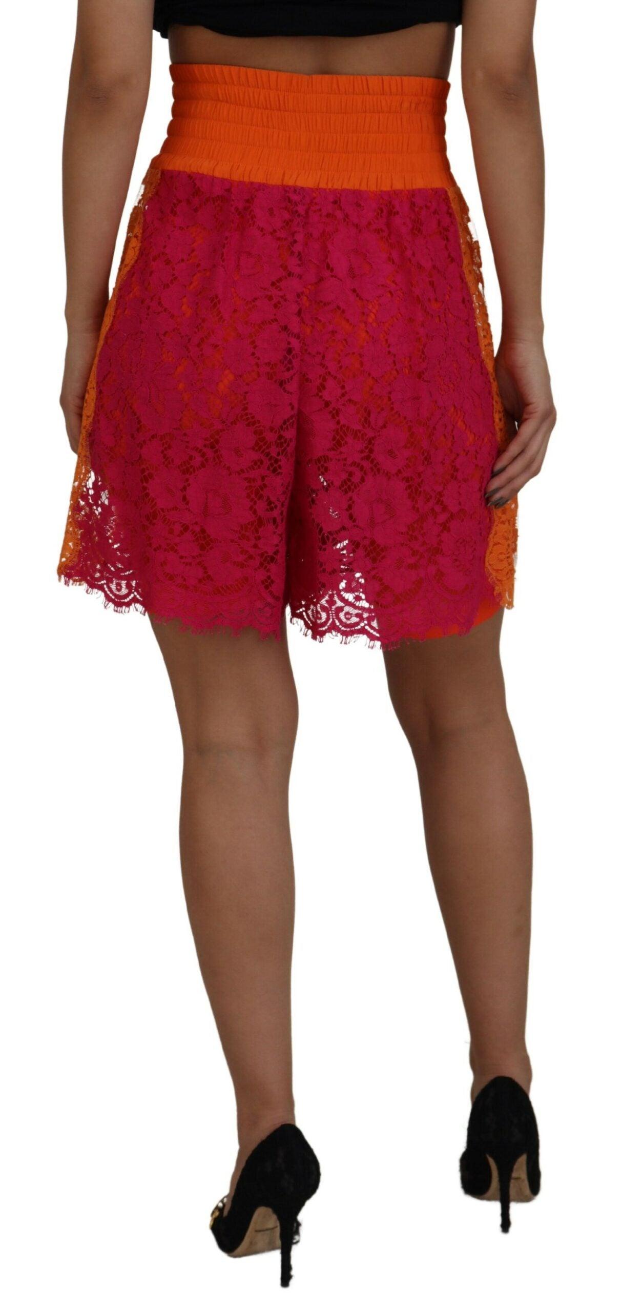 Dolce & Gabbana Elegant Lace High-Waist Shorts in Dual-Tones - Arichezz.store