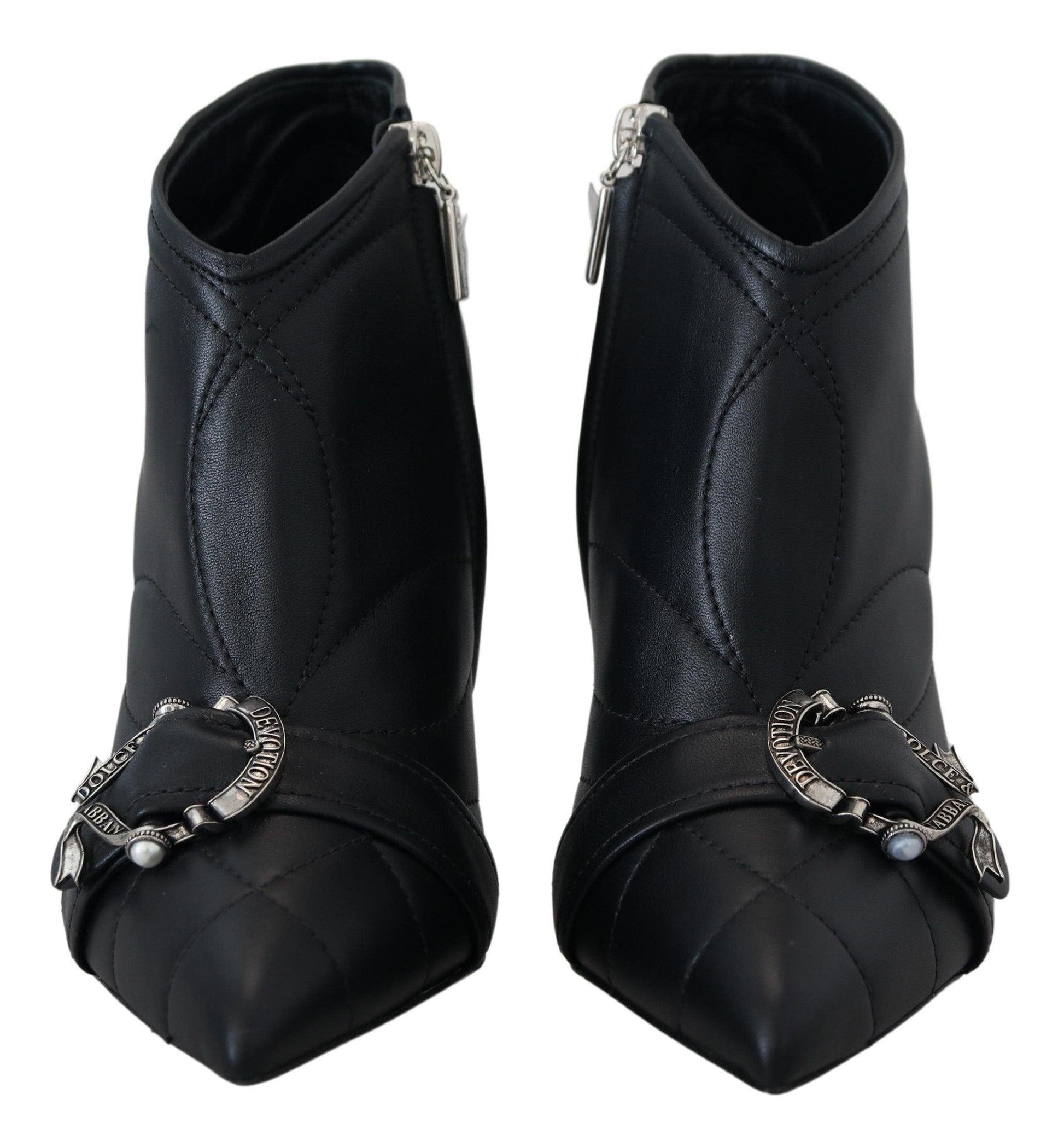 Dolce & Gabbana Elegant Black Quilted Leather Booties - Arichezz.store