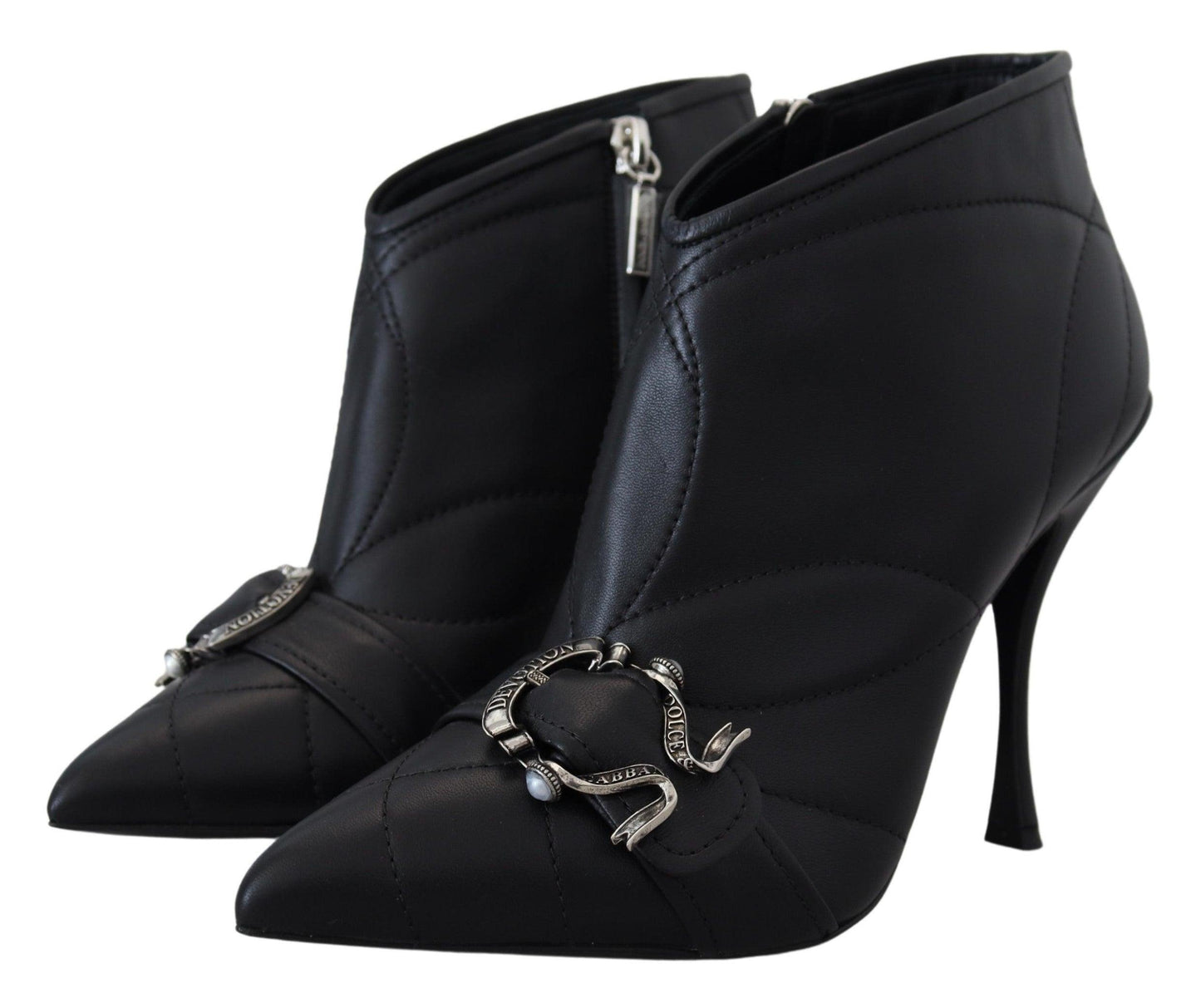 Dolce & Gabbana Elegant Black Quilted Leather Booties - Arichezz.store