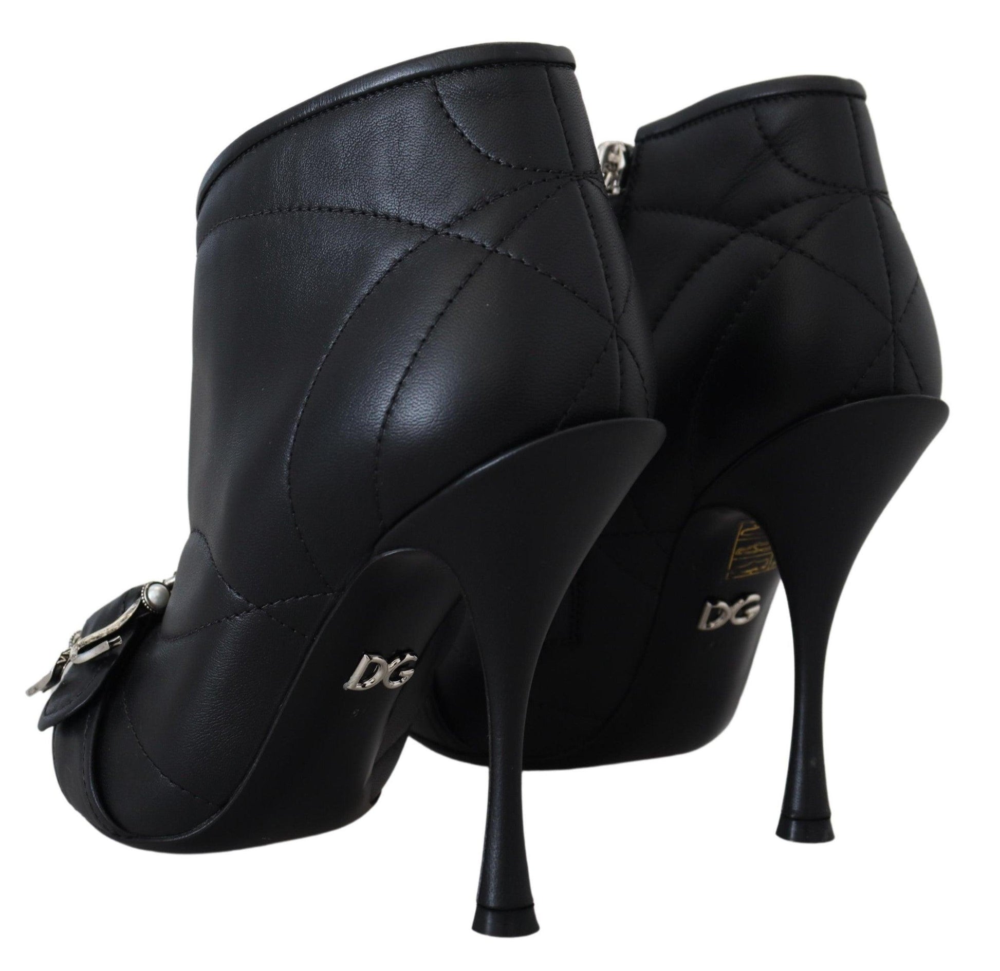 Dolce & Gabbana Elegant Black Quilted Leather Booties - Arichezz.store