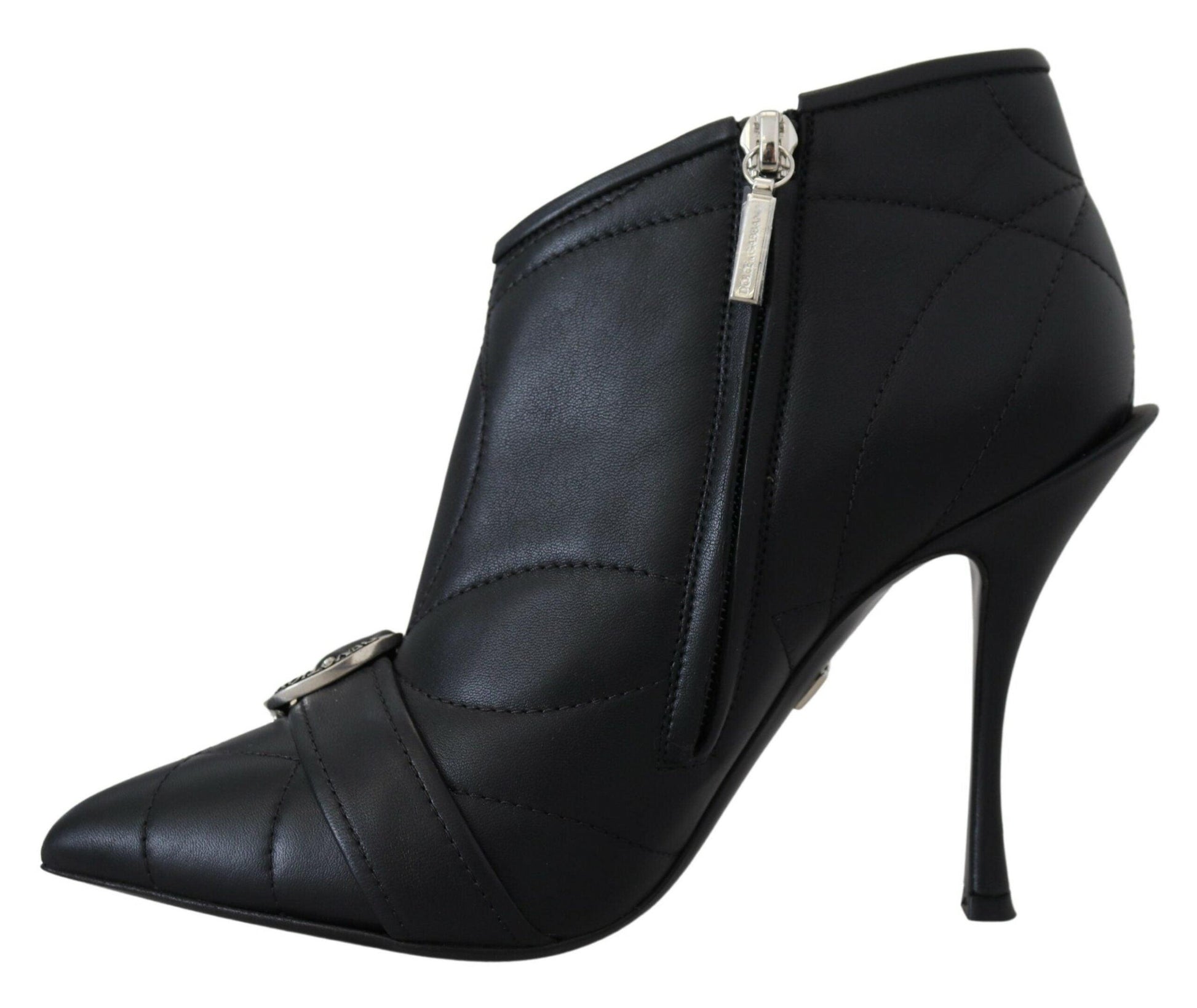 Dolce & Gabbana Elegant Black Quilted Leather Booties - Arichezz.store