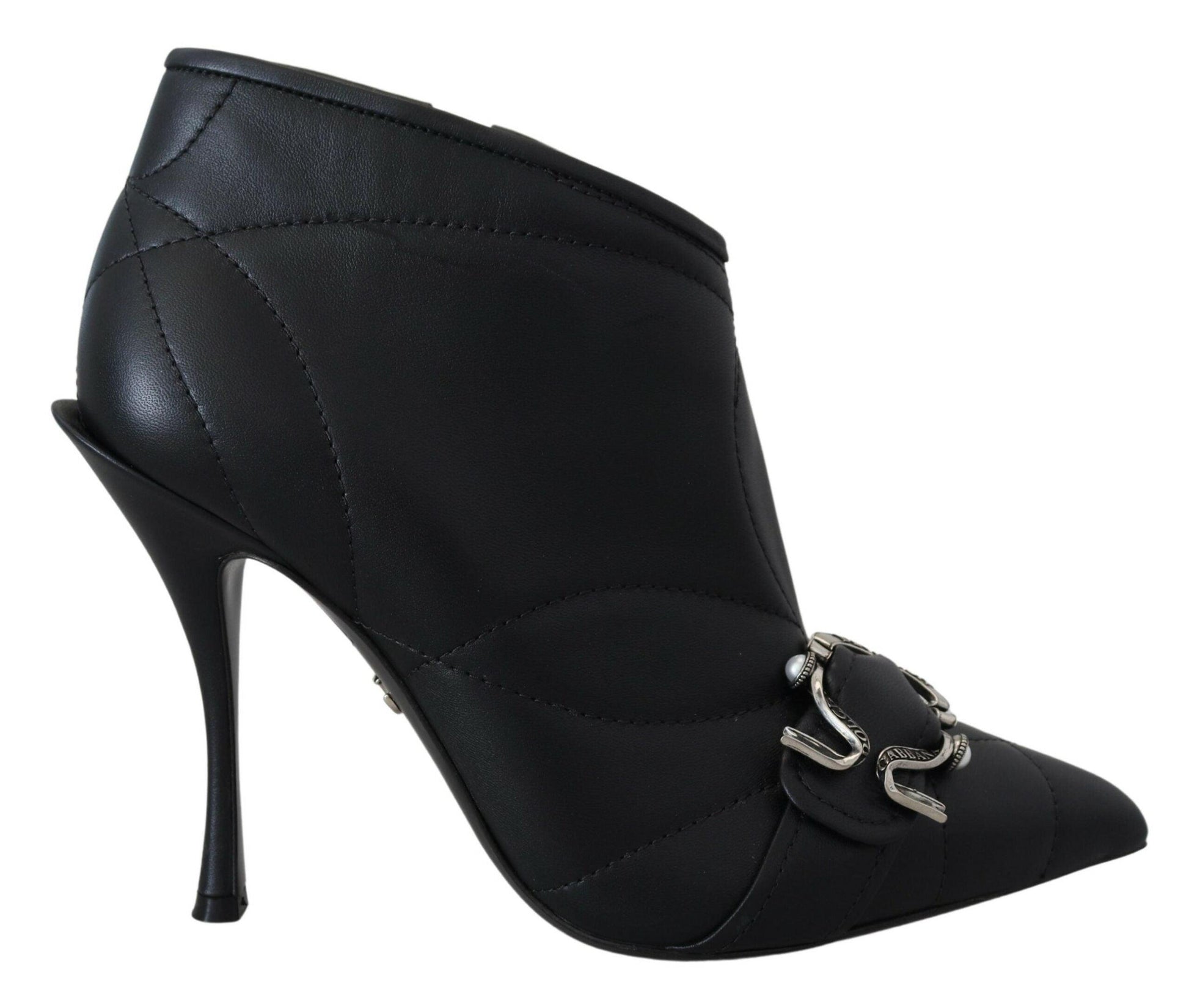 Dolce & Gabbana Elegant Black Quilted Leather Booties - Arichezz.store