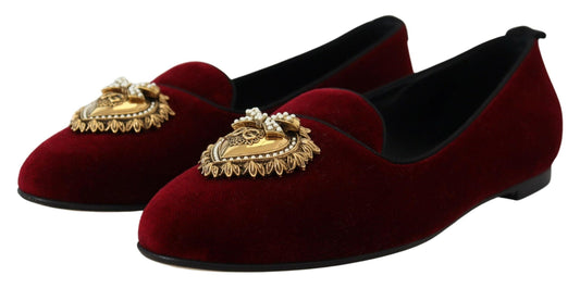 Dolce & Gabbana Bordeaux Velvet Devotion Loafers - Arichezz.store