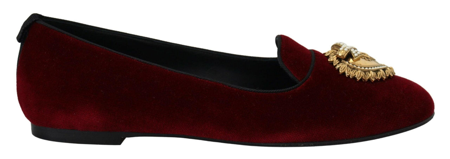 Dolce & Gabbana Bordeaux Velvet Devotion Loafers - Arichezz.store