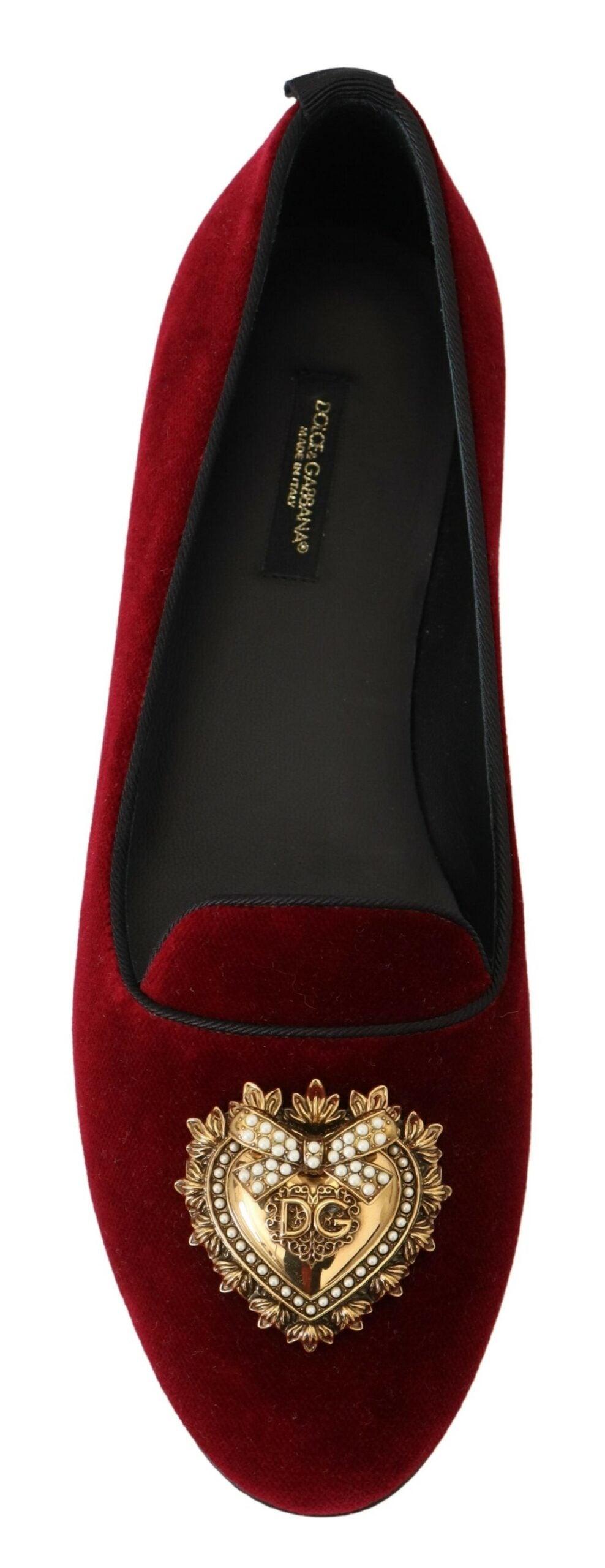 Dolce & Gabbana Bordeaux Velvet Devotion Loafers - Arichezz.store