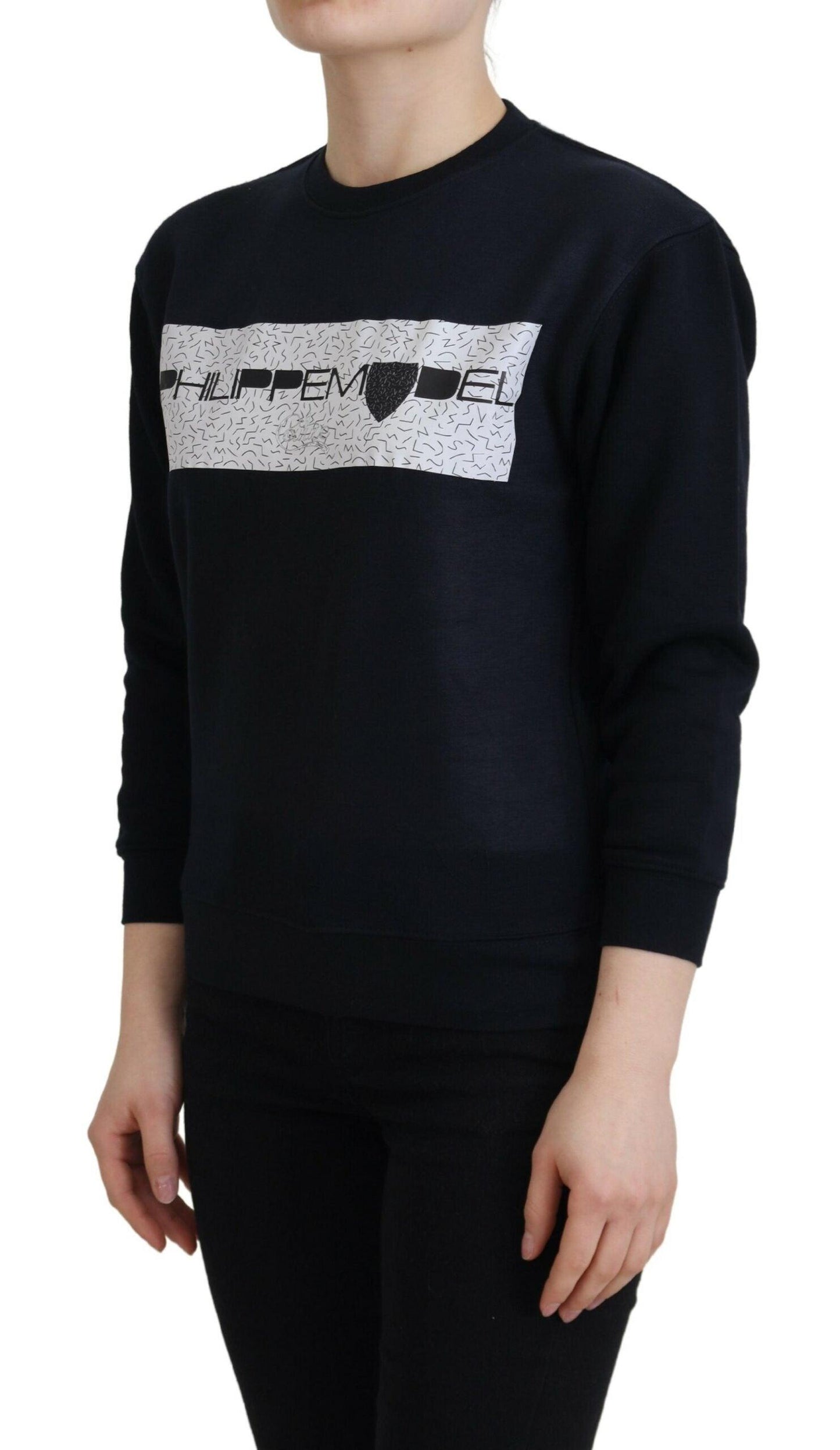 Philippe Model Chic Black Printed Cotton Sweater - Arichezz.store