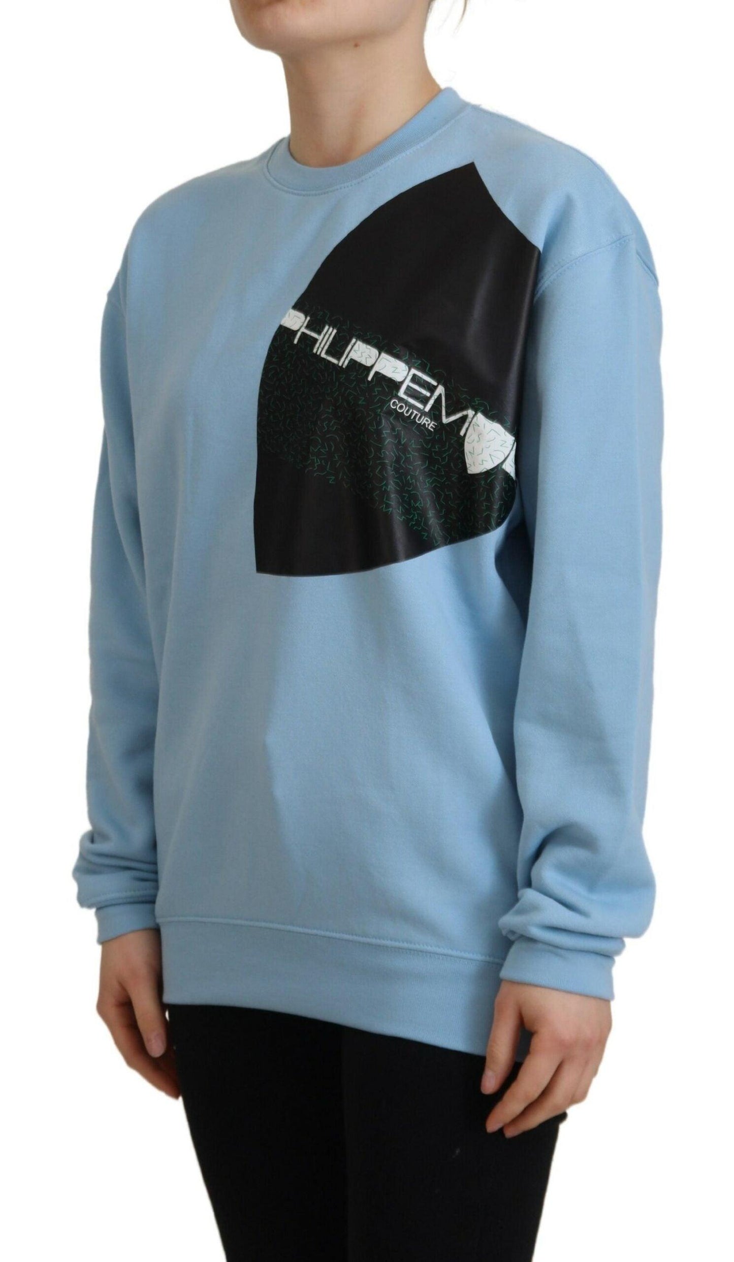 Philippe Model Elegant Light Blue Cotton Pullover Sweater - Arichezz.store