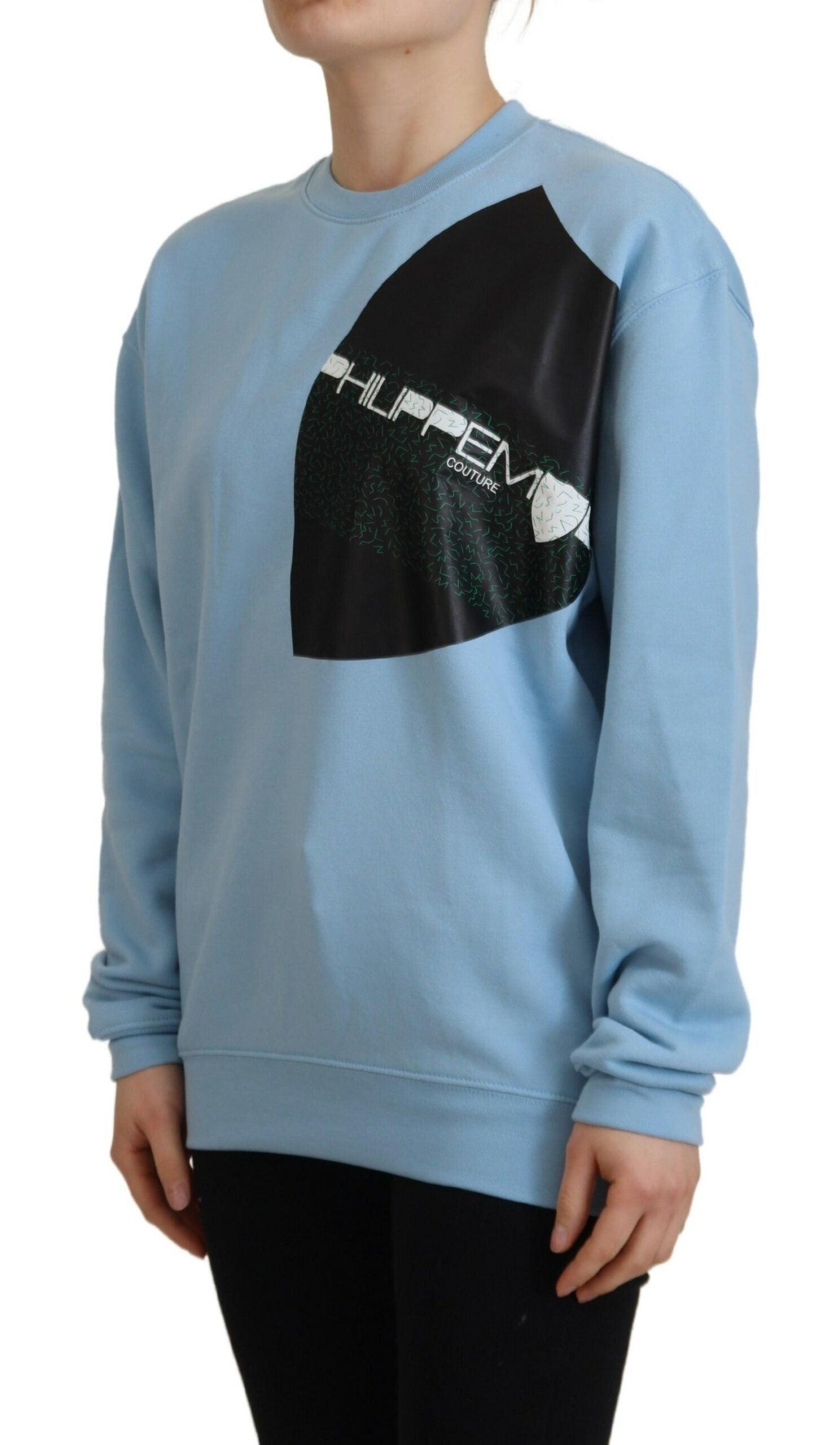 Philippe Model Elegant Light Blue Cotton Pullover Sweater - Arichezz.store