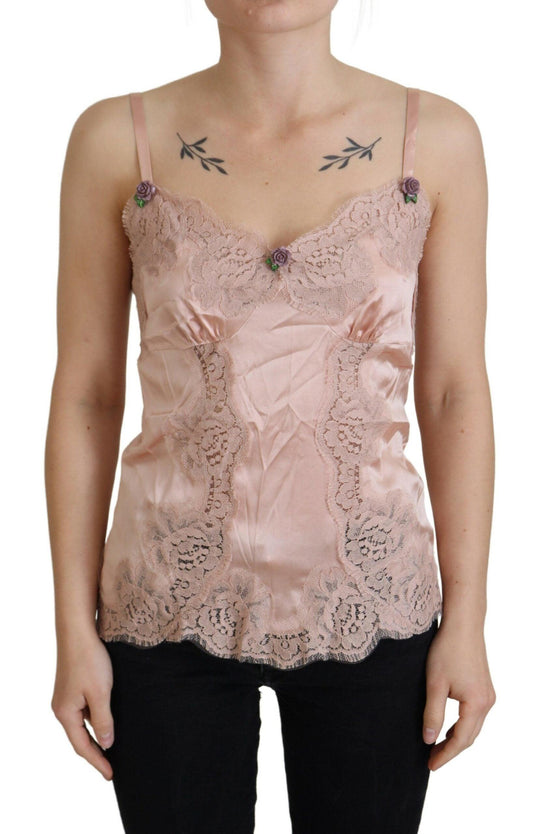 Dolce & Gabbana Elegant Pink Silk Lingerie Top - Arichezz.store