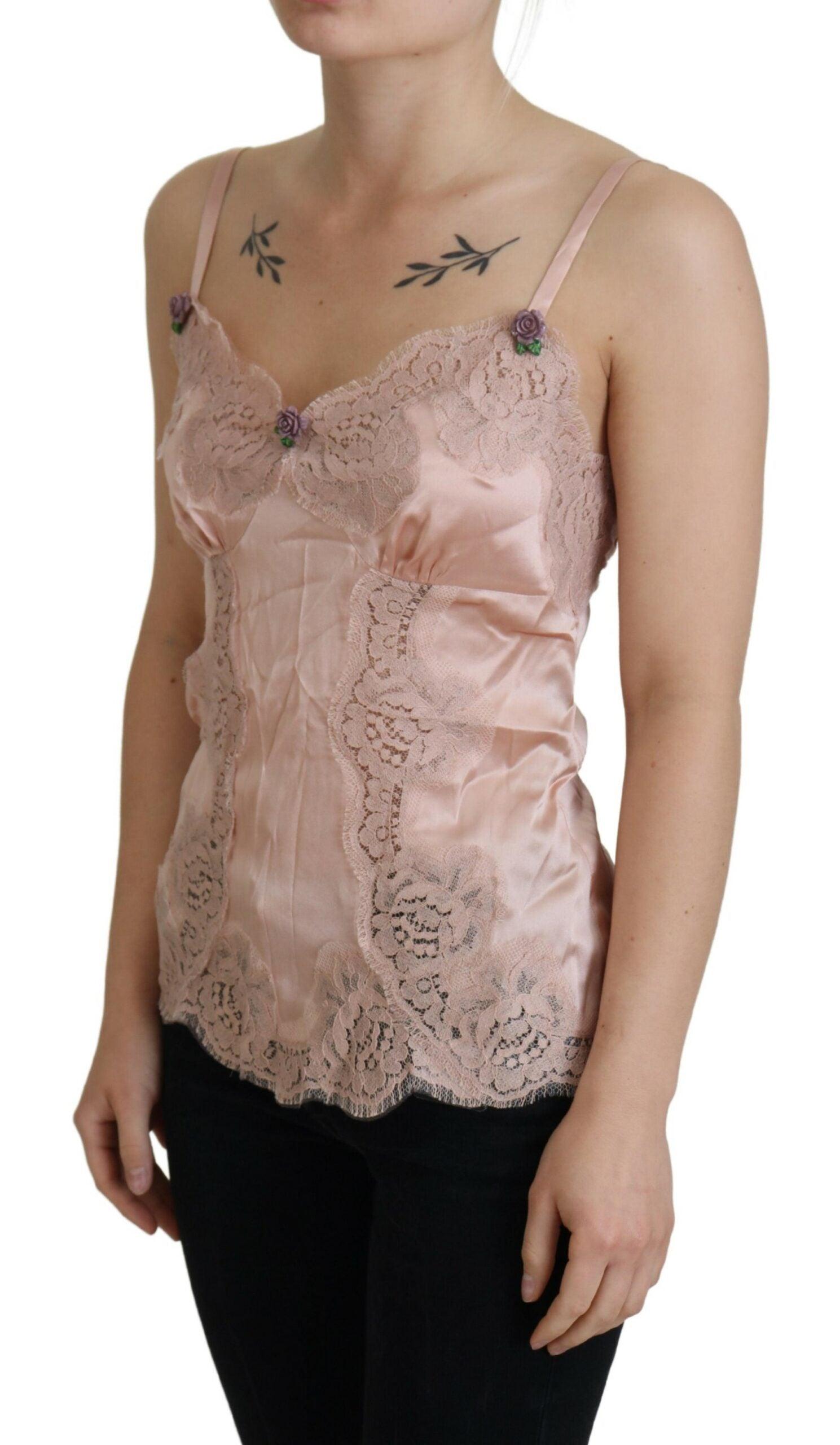 Dolce & Gabbana Elegant Pink Silk Lingerie Top - Arichezz.store