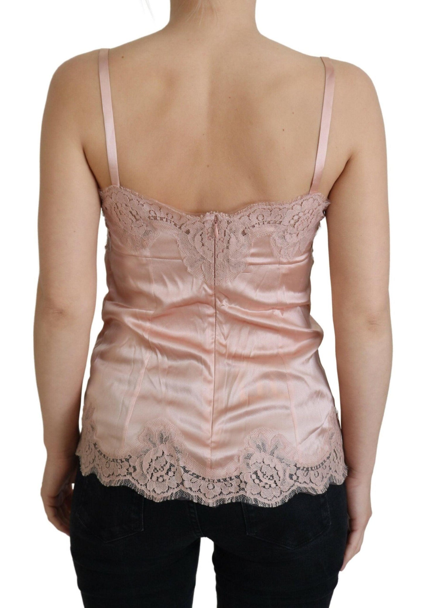 Dolce & Gabbana Elegant Pink Silk Lingerie Top - Arichezz.store