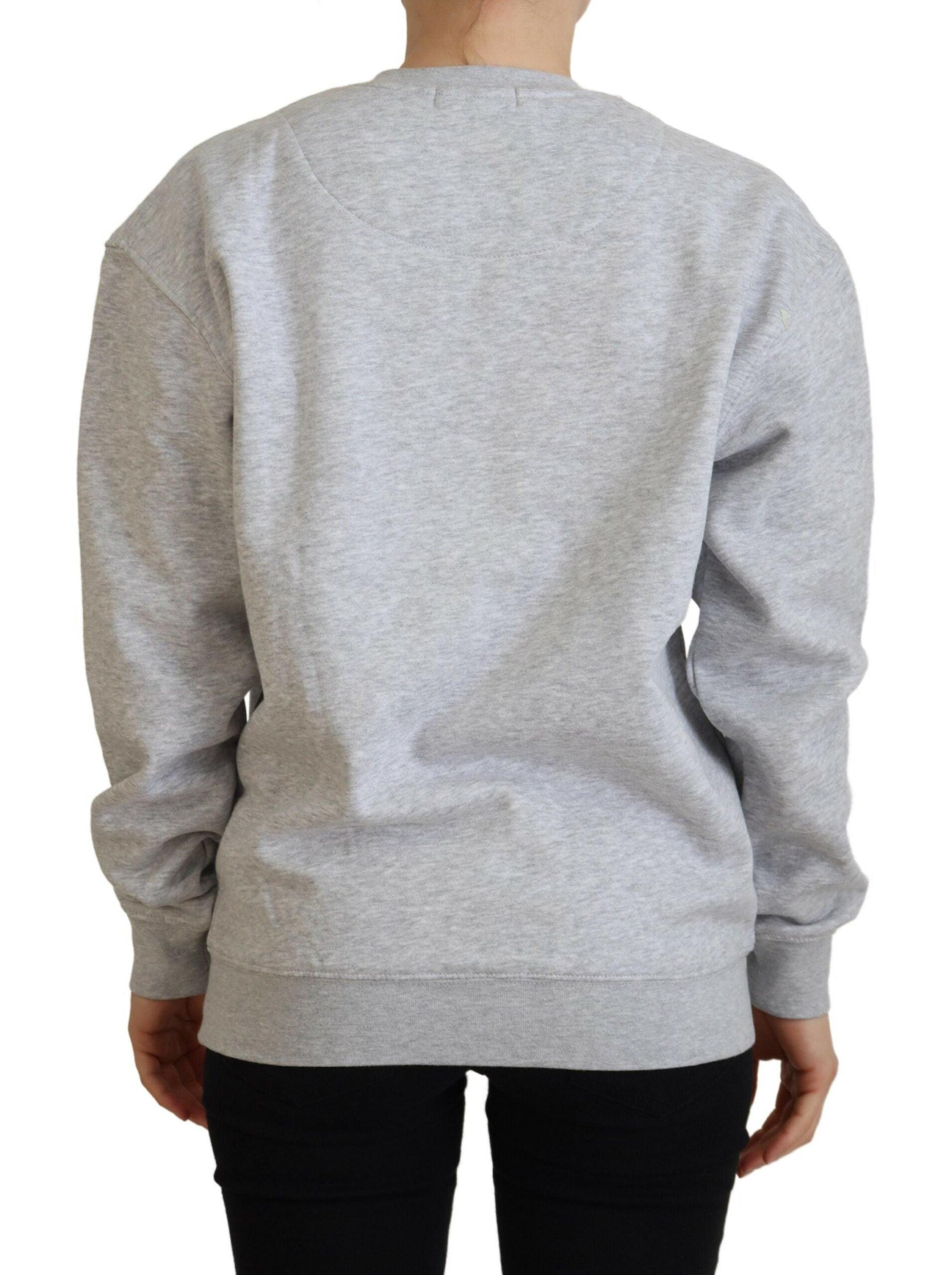 Philippe Model Elegant Gray Printed Cotton Sweater - Arichezz.store