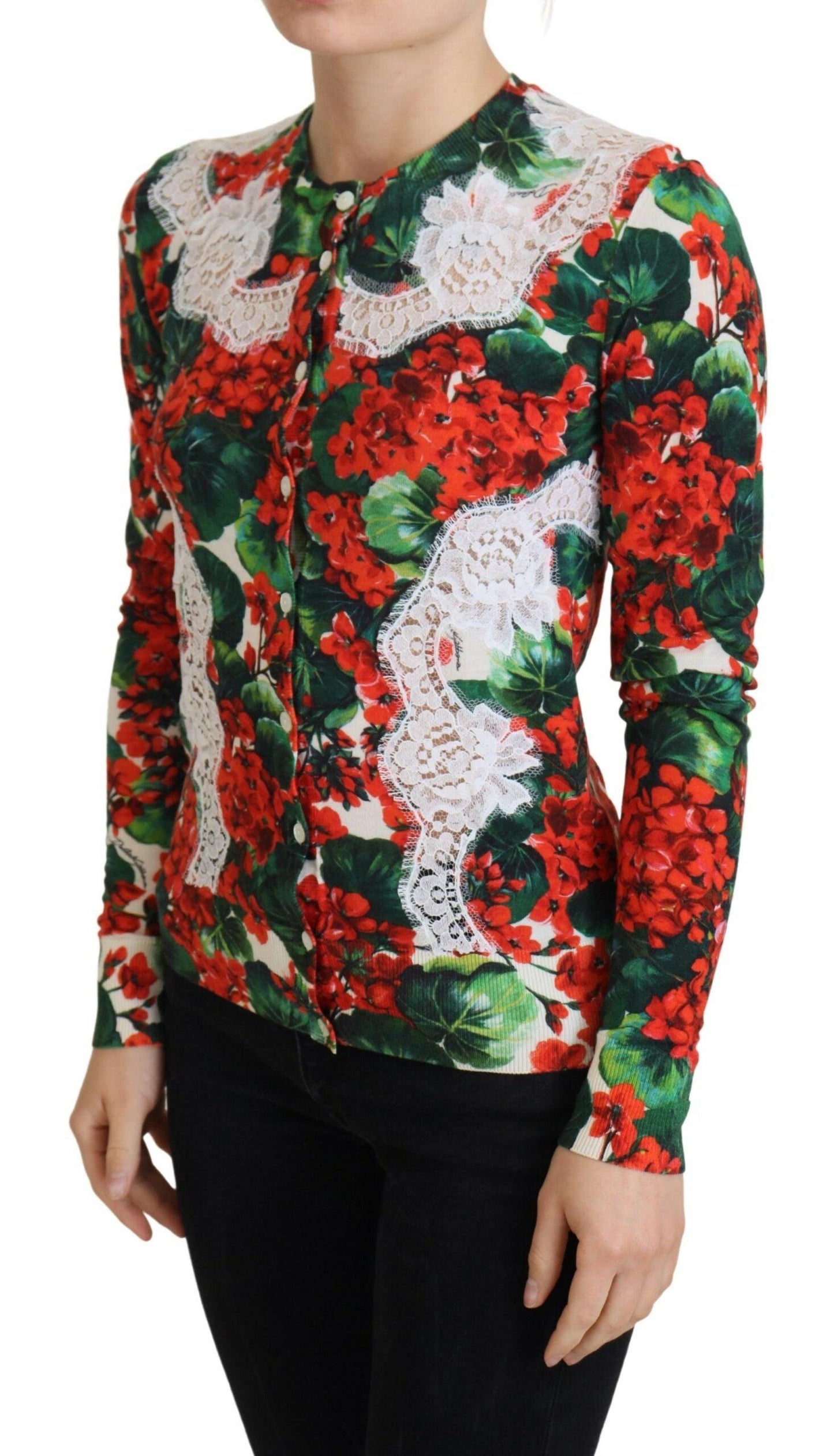 Dolce & Gabbana Elegant Floral Crewneck Cardigan - Arichezz.store