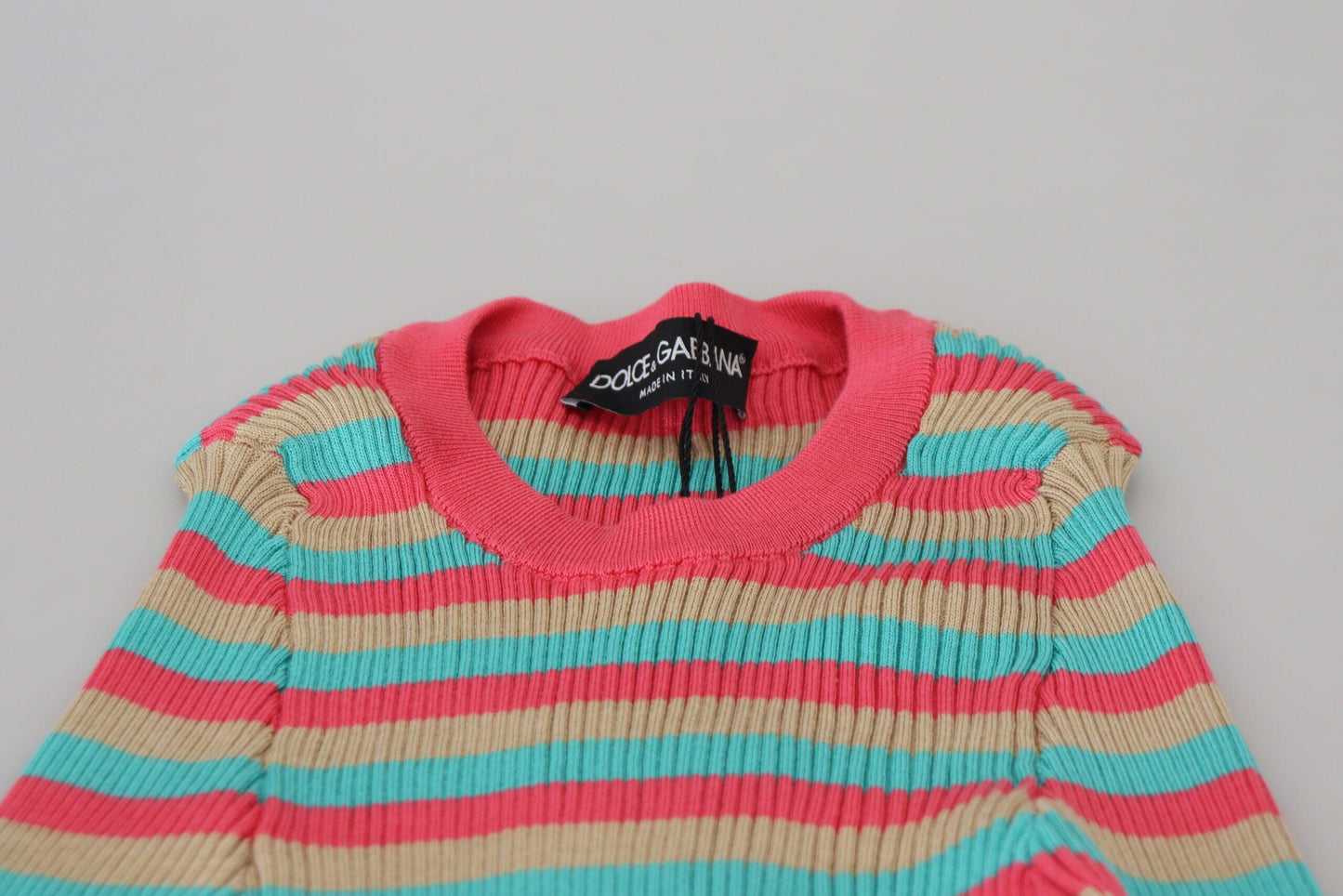 Dolce & Gabbana Elegant Striped Silk Crewneck Pullover - Arichezz.store