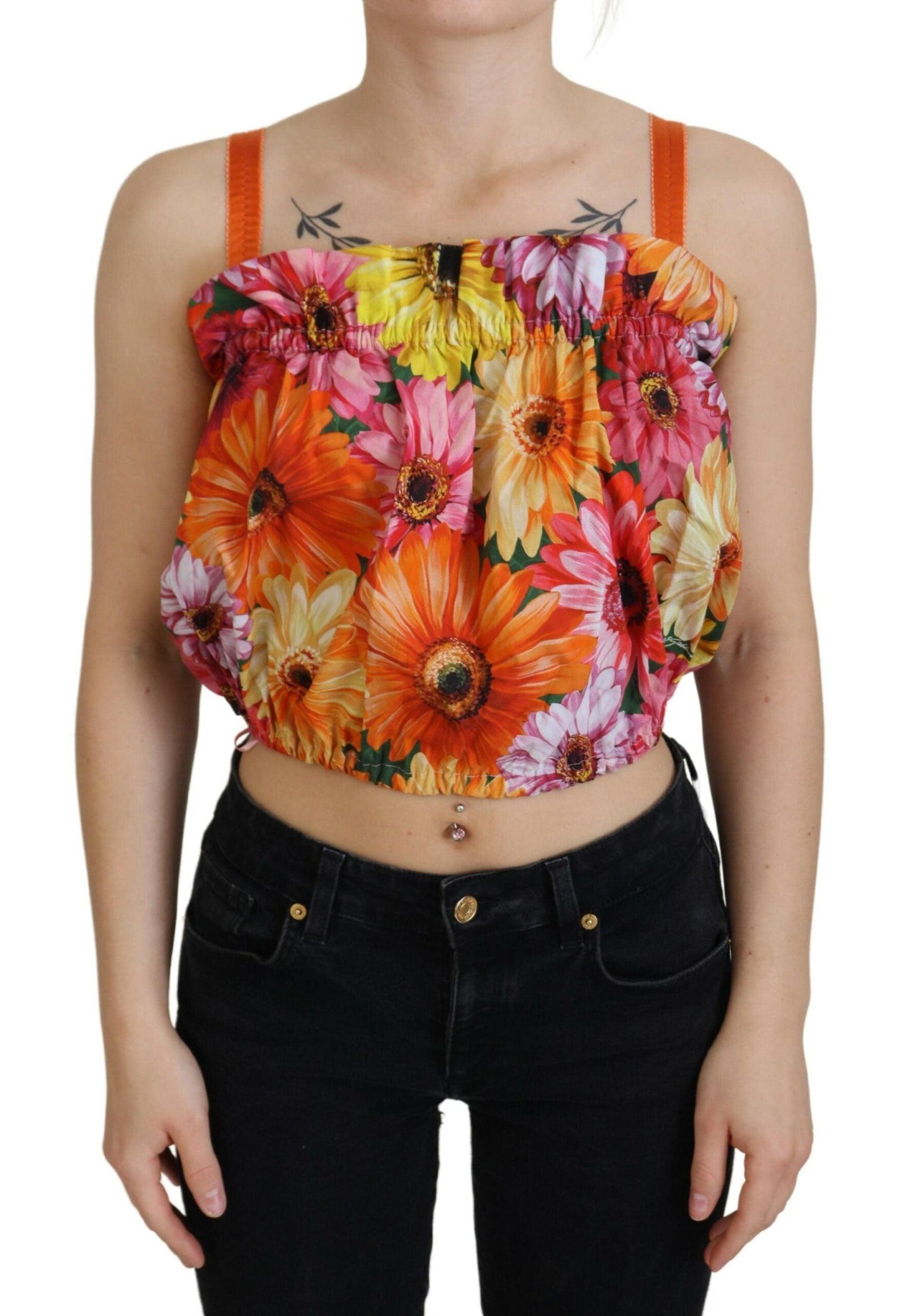 Dolce & Gabbana Floral Elegance Sleeveless Cropped Top - Arichezz.store