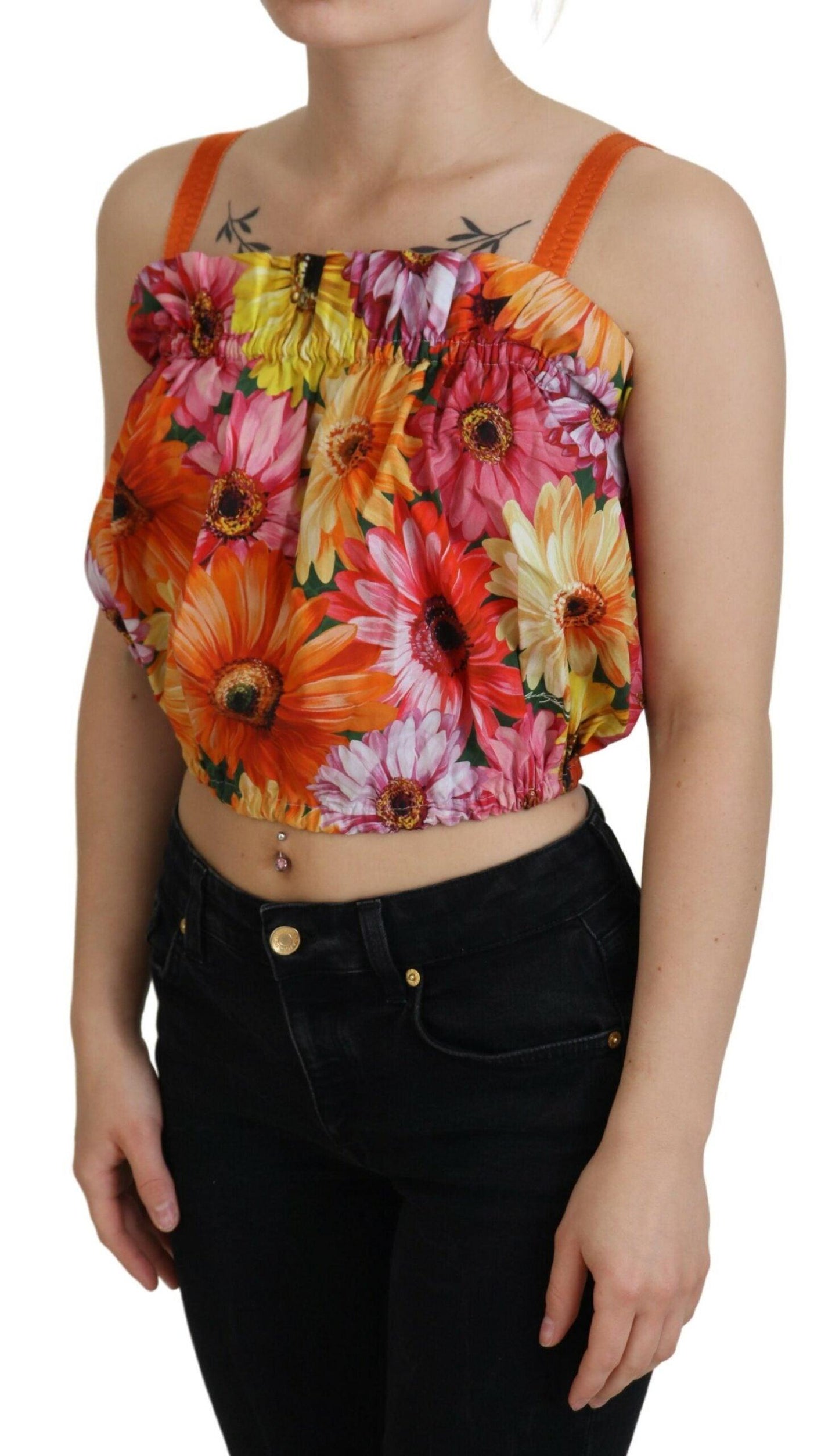 Dolce & Gabbana Floral Elegance Sleeveless Cropped Top - Arichezz.store