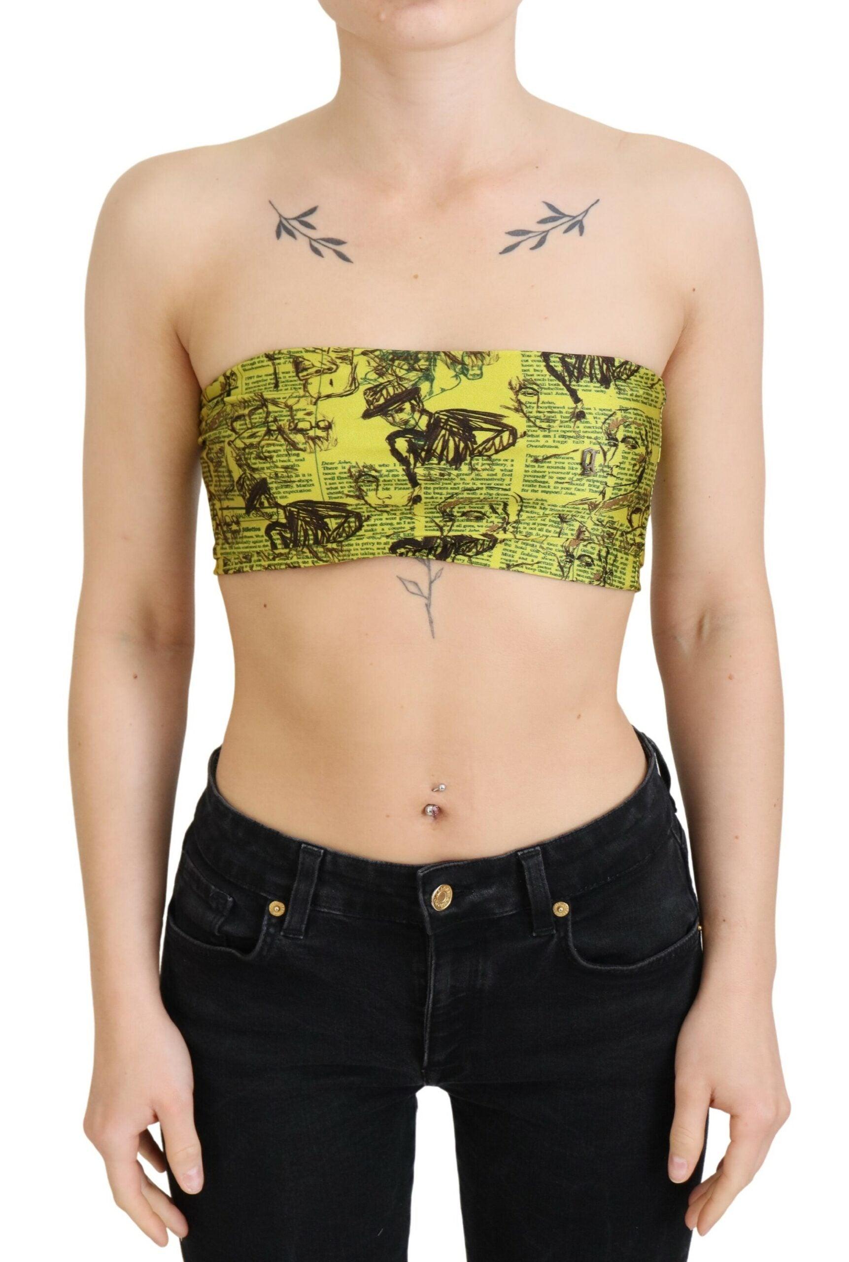 John Galliano Chic Cropped Stretch Top Bra in Multicolor Print - Arichezz.store