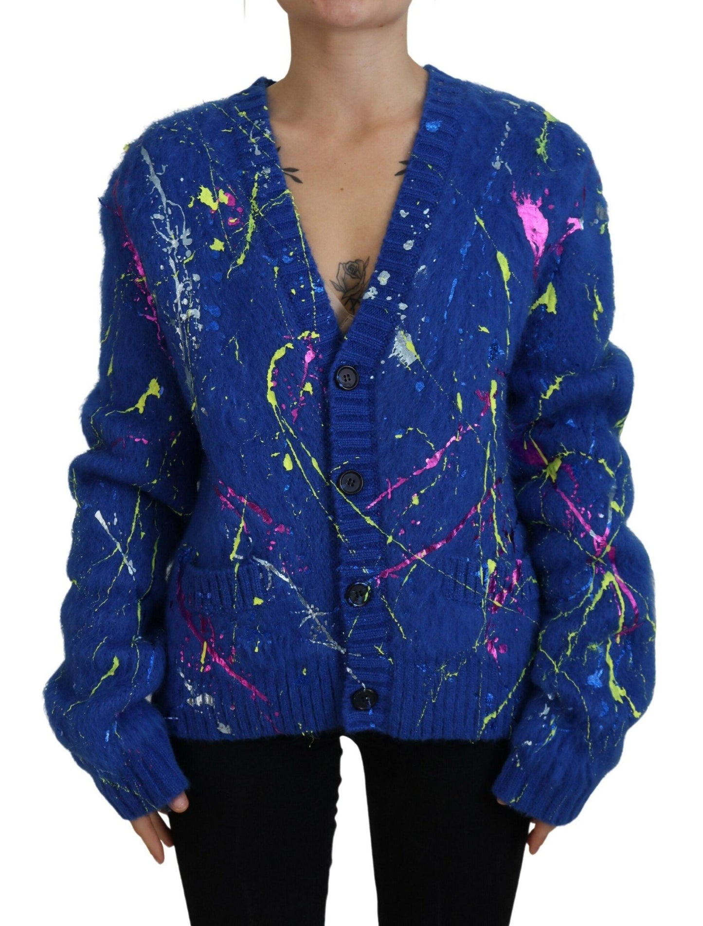 Dolce & Gabbana Elegant Multicolor Splash Mohair Cardigan - Arichezz.store